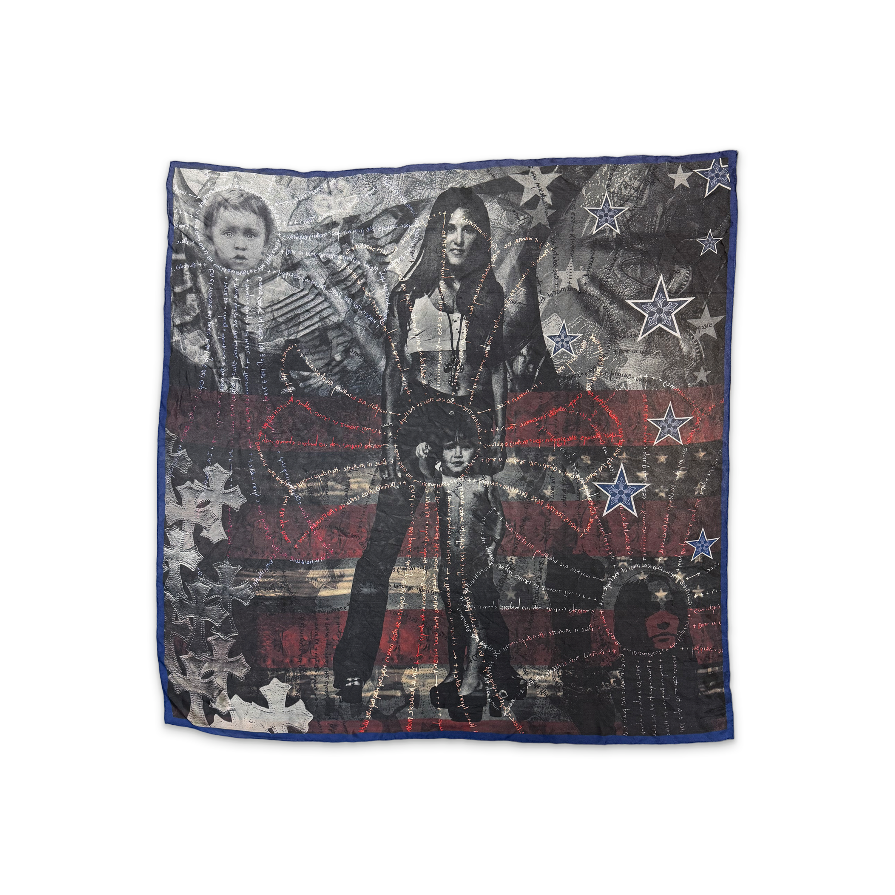 Stark Family Silk Scarf "Red White Blue"