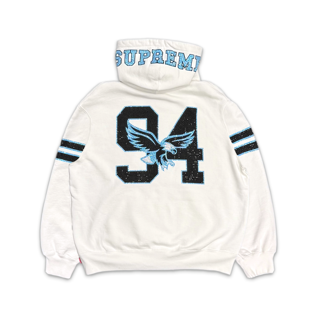 Rhinestone Eagle Hooded Sweatshirt "White"