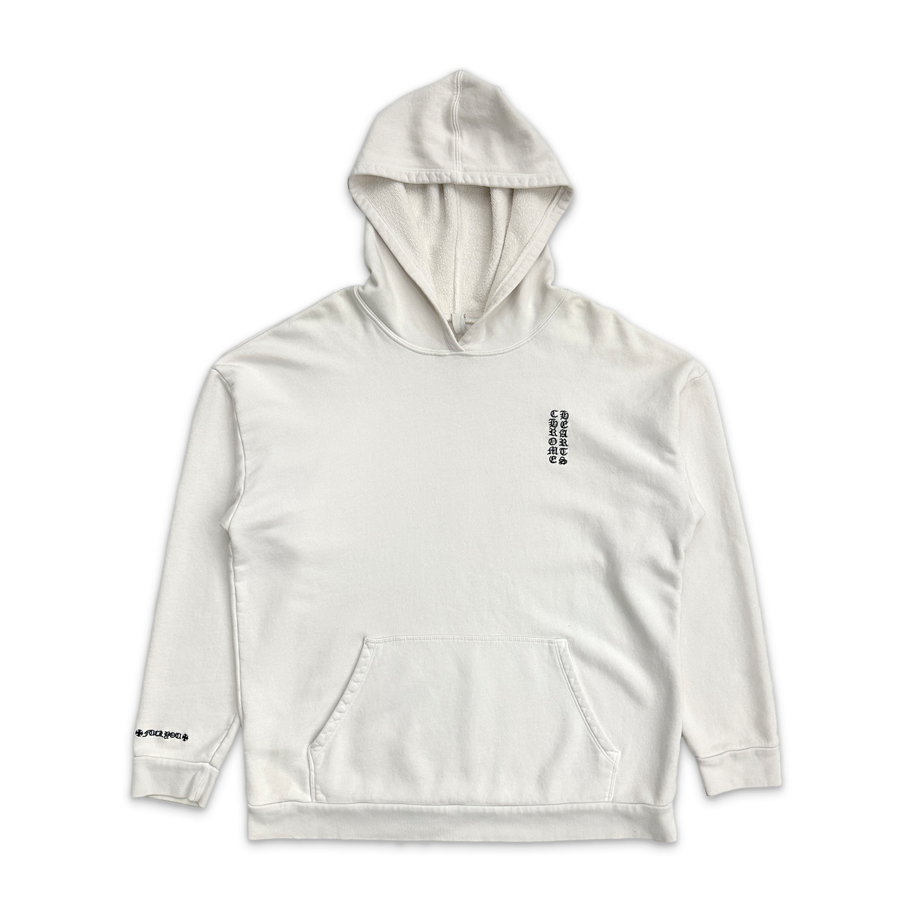 Chrome Hearts, Vertical Logo Embroidered Hoodie "Cream"