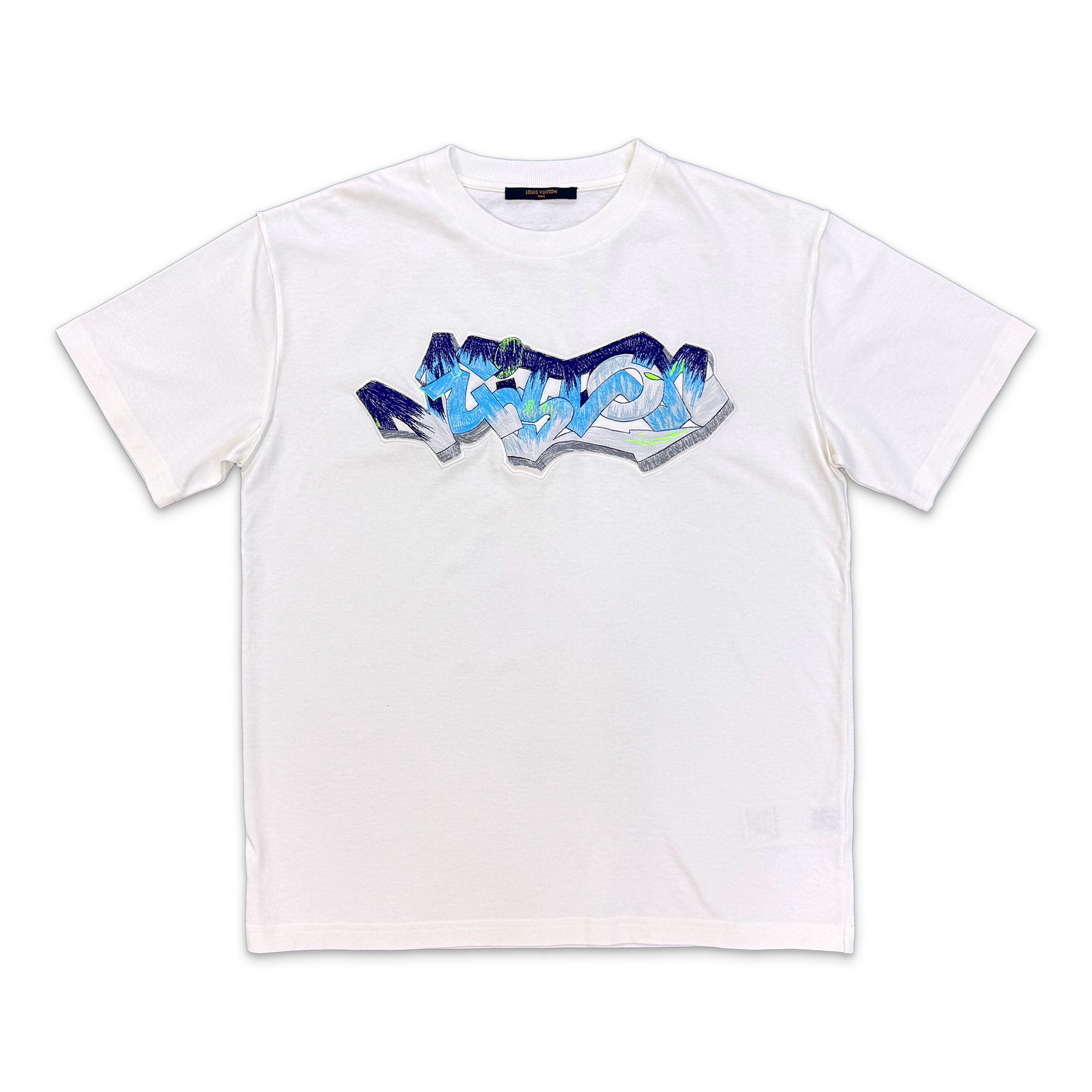 Louis Vuitton, 3D Graffiti Embroidered Tee "White"