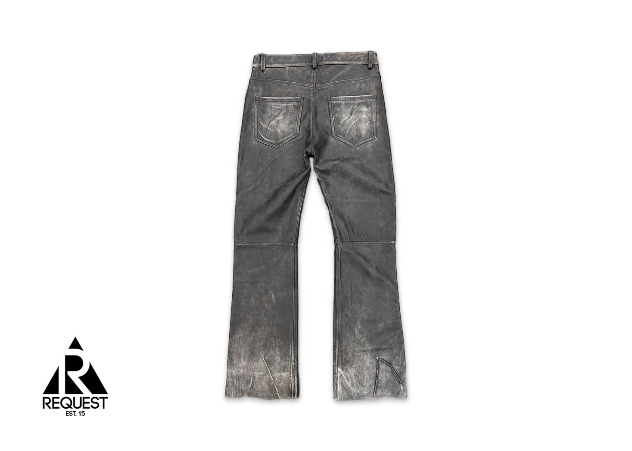 Enfants Riches Déprimes, Enfants Riches Déprimes Distressed Leather Flared Pants "Faded Black"