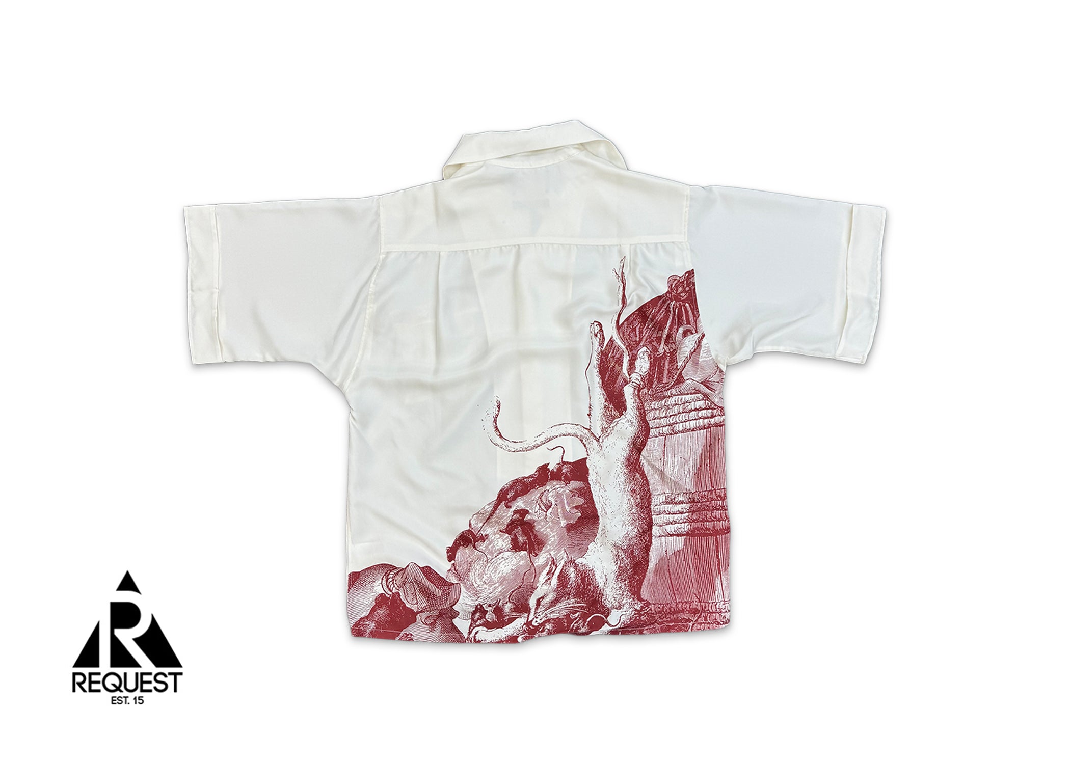 Enfants Riches Déprimes, Rat Palace Chemise Silk Button Up Shirt "Scarlet White"