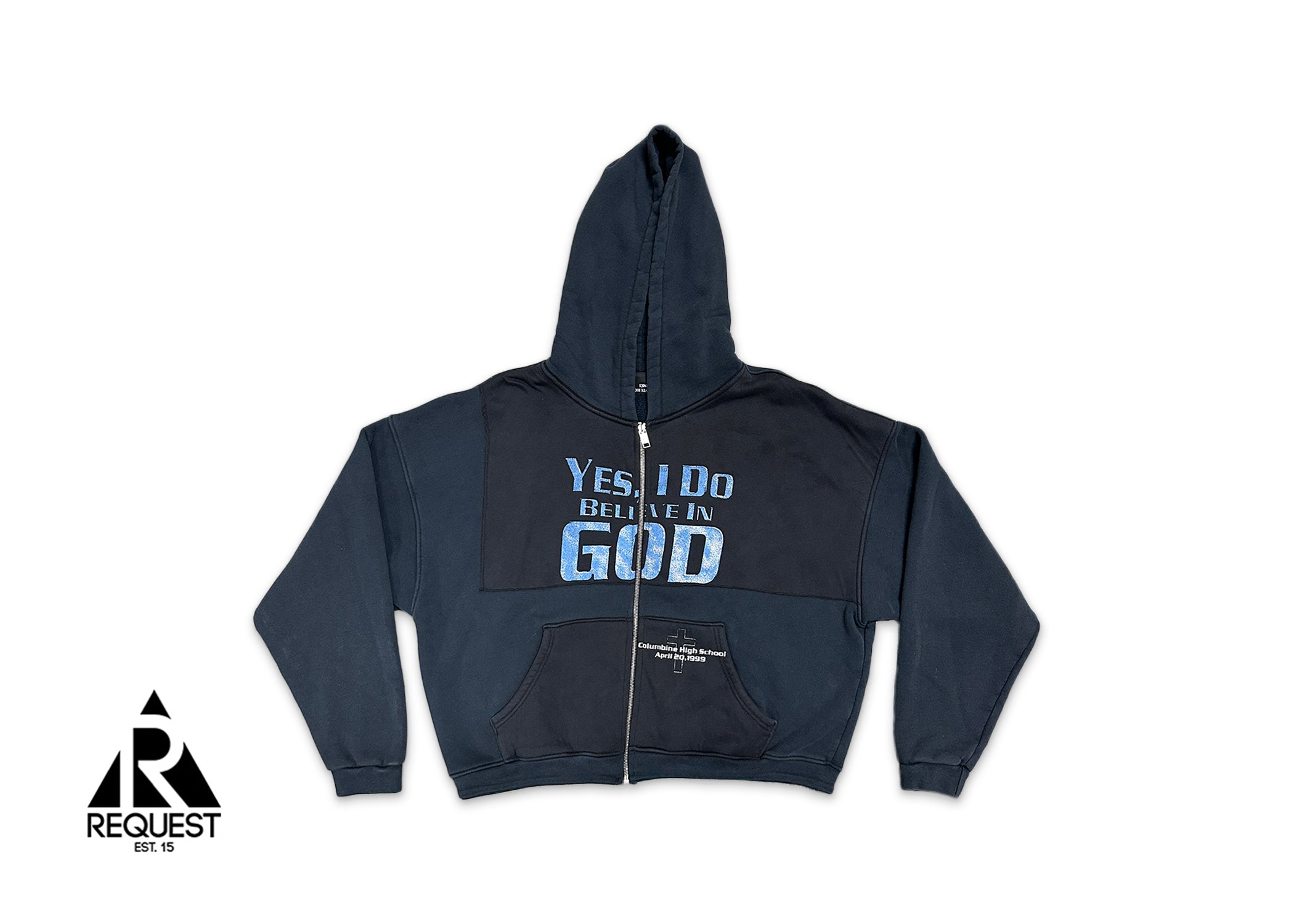 Enfants Riches Déprimes, Enfants Riches Déprimes Yes I Do Believe In God Zip Up Hoodie "Navy Blue"