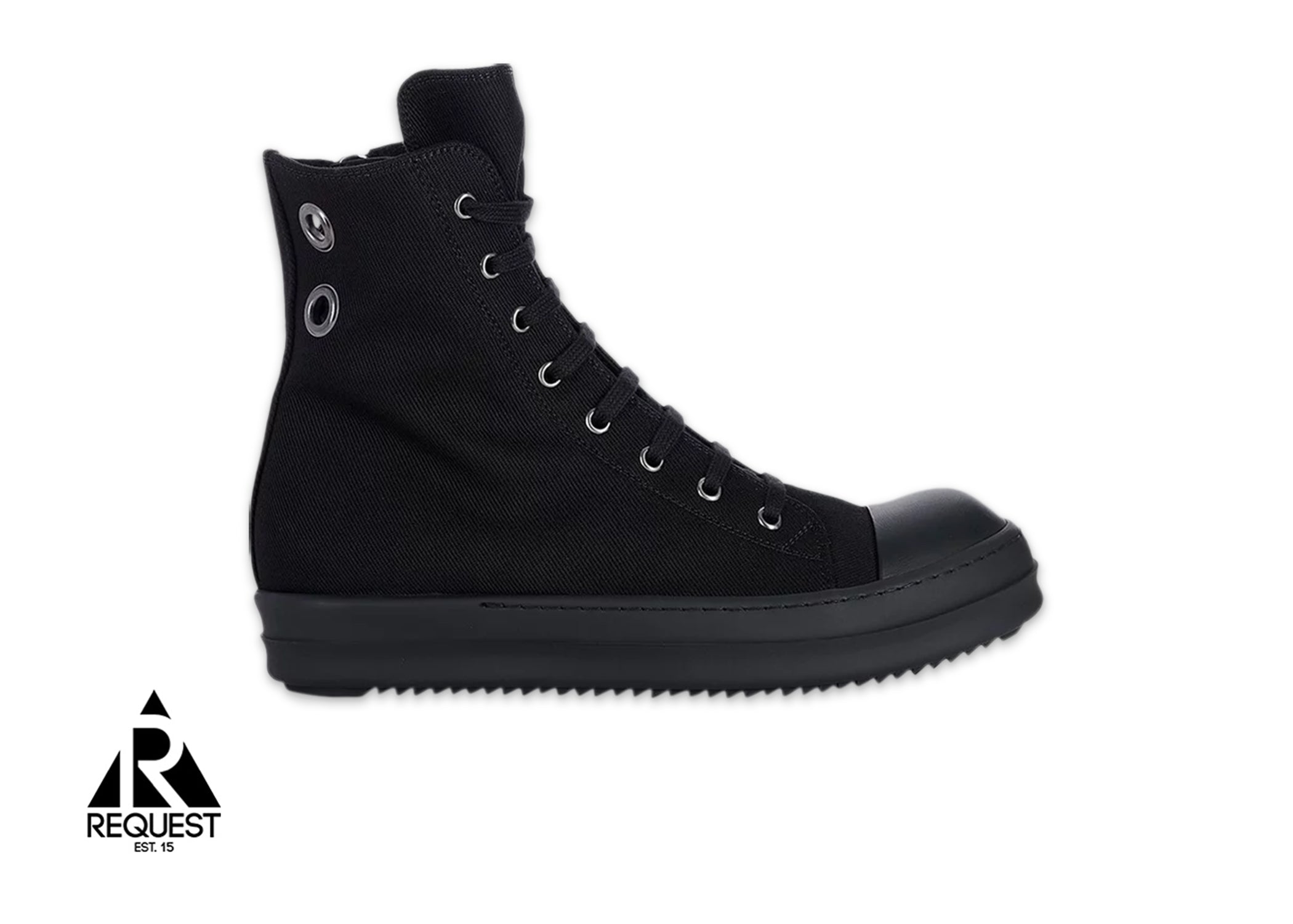 Rick Owens Ramones High Eyelet Detailing "All Black"