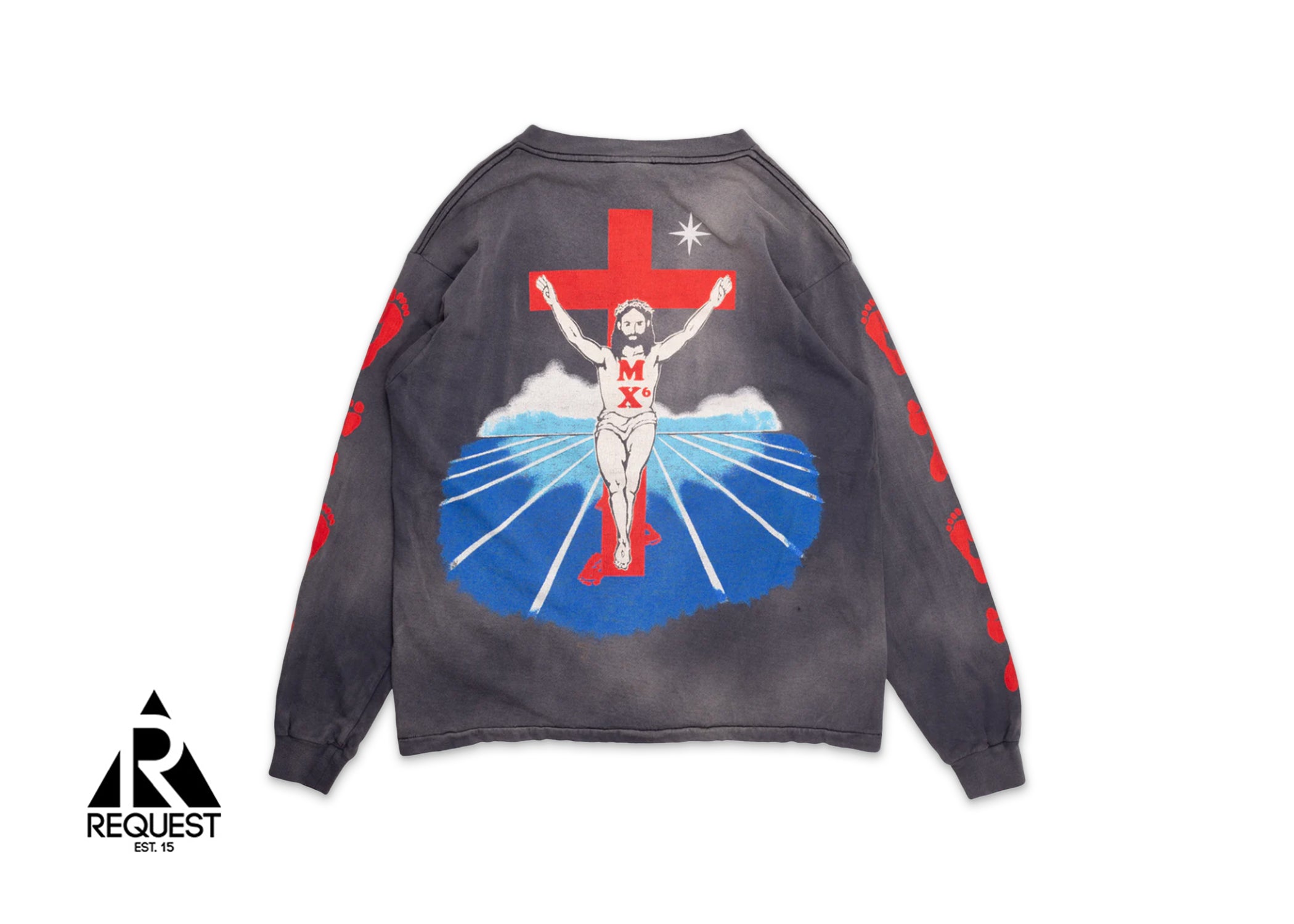 Saint Michael Foot Print L/S Tee "Black"