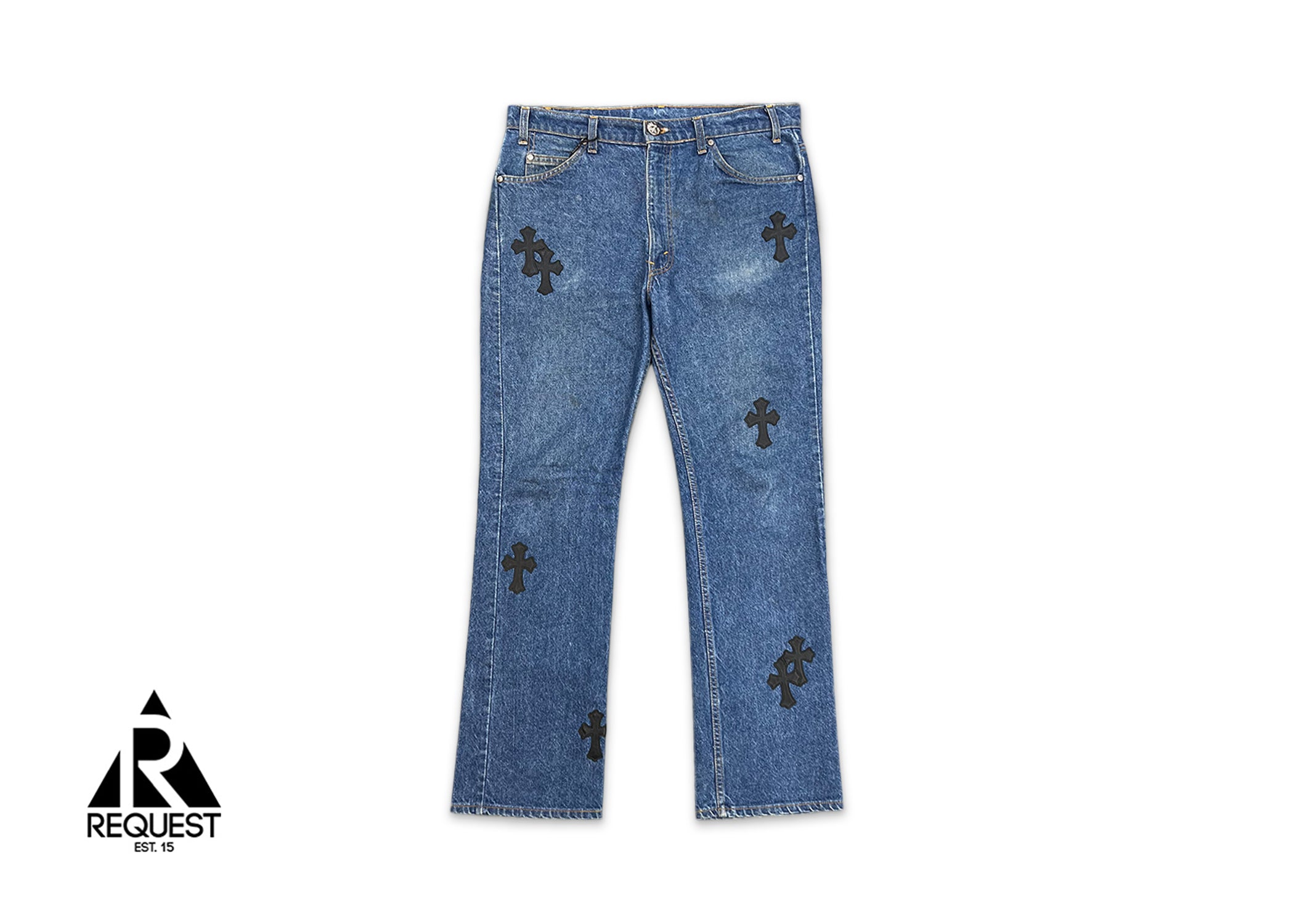 Chrome Hearts Medium Wash Levi's Denim "Black Crosses"