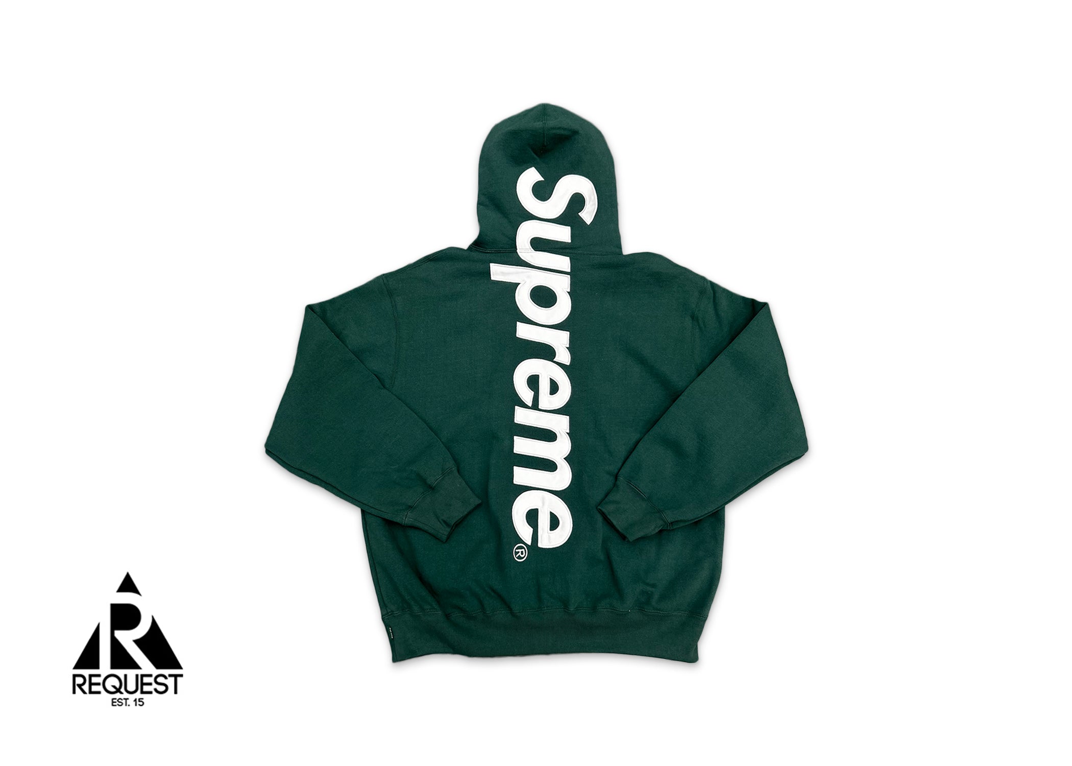 Supreme, Satin Logo Hooded Sweatshirt FW24 "Dark Green"