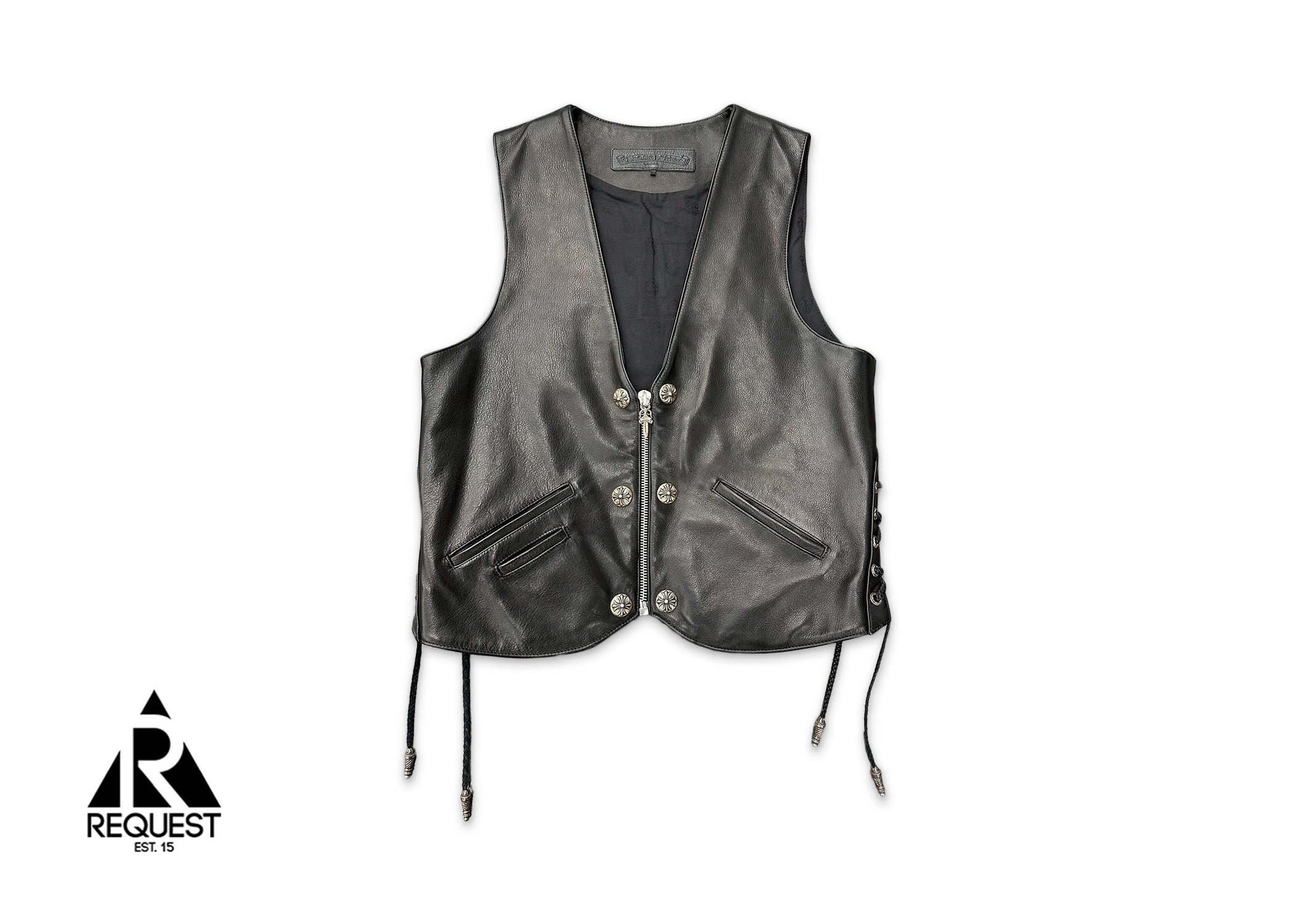 Chrome Hearts, Leather Vest Filigree Cross "Black"