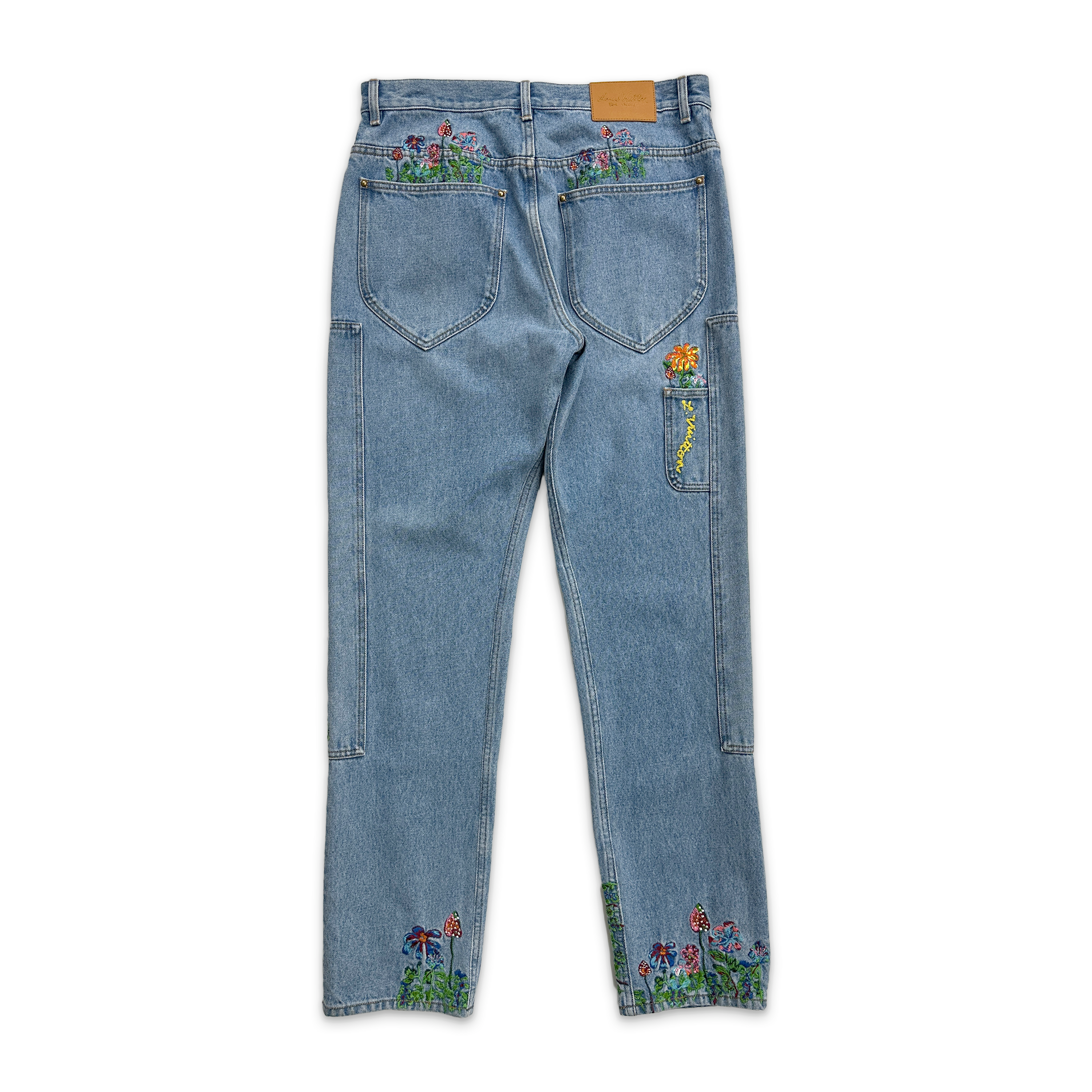 Louis Vuitton, Embroidered Flower Carpenter Pants "Light Wash"