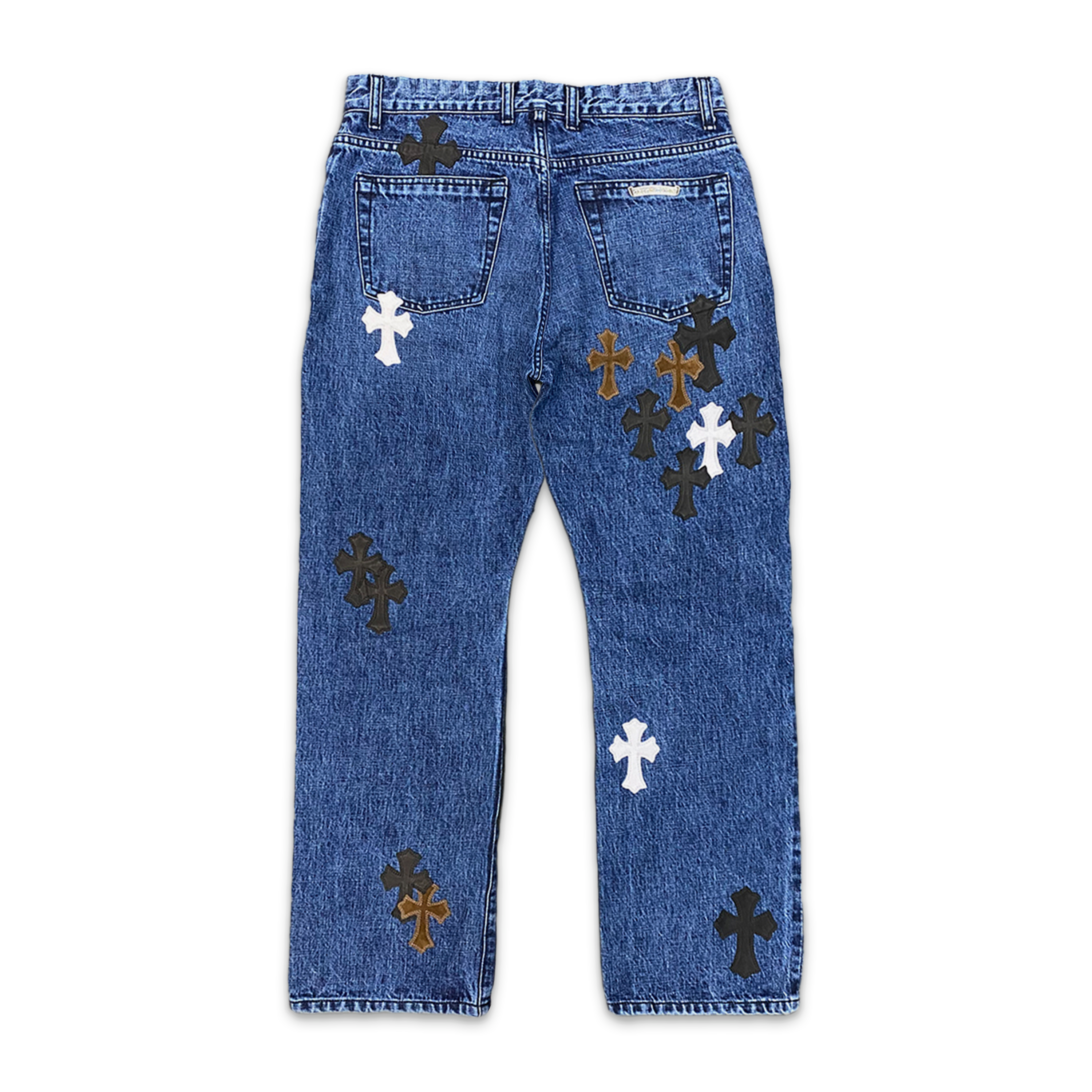 Indigo Fleur Denim "Brown Black & White Crosses"