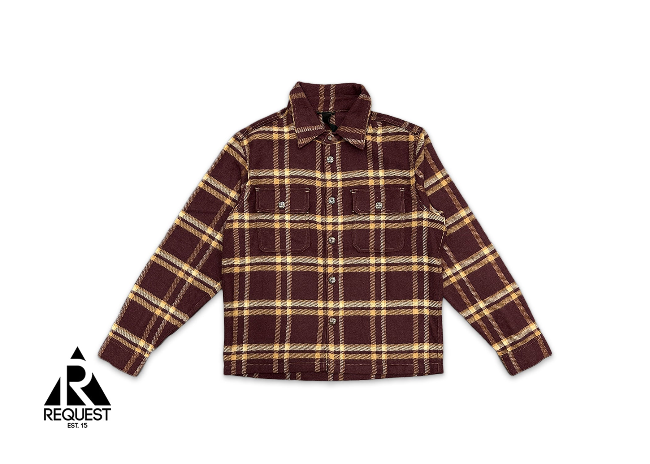 Chrome Hearts, Plaid Flannel Shirt "Burgundy & Yellow"