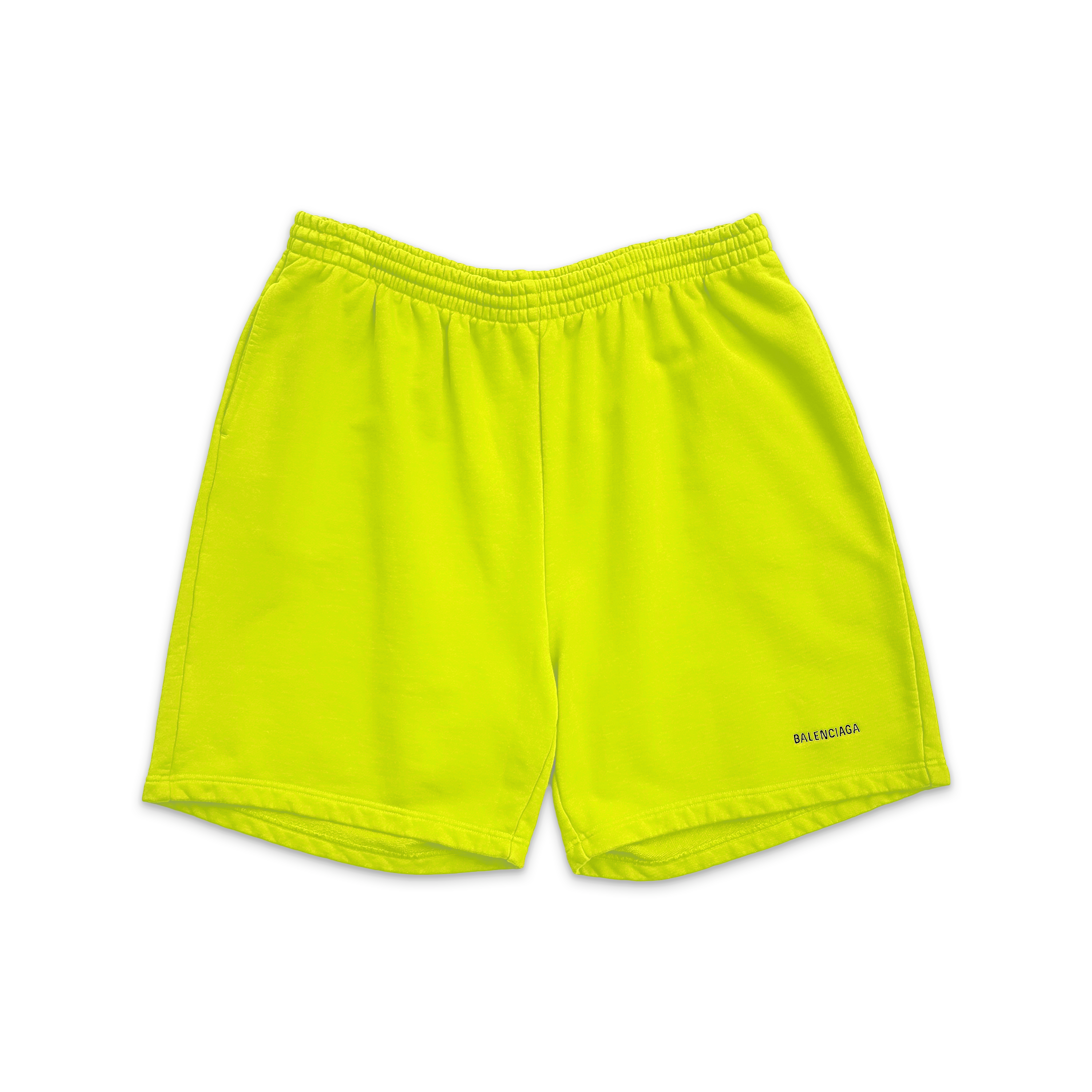 Balenciaga, Wide-Leg Logo-Embroidered Cotton Shorts "Fluo Yellow"