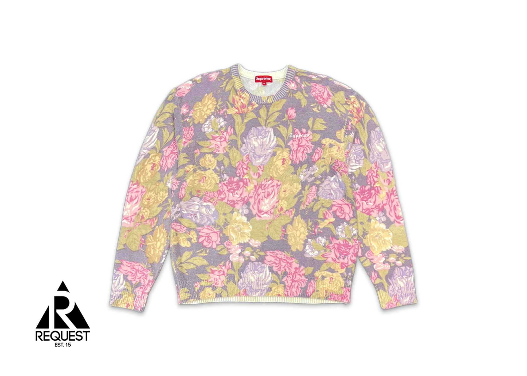 Supreme, Printed Floral Angora Sweater "Purple"