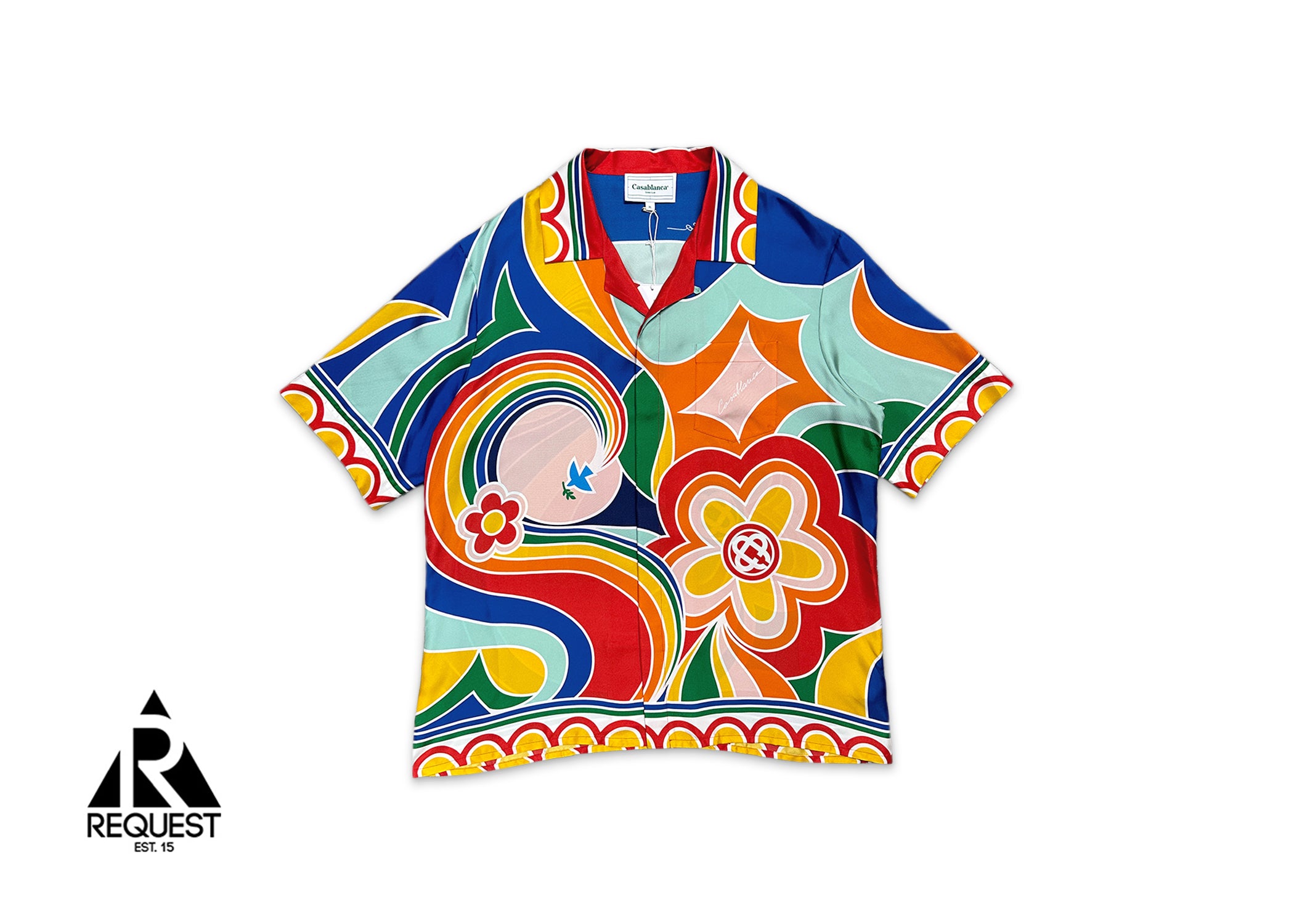 Casablanca, Silk Twill Cuban Collar S/S Button Up "Le Pouvoir Des Fleures"