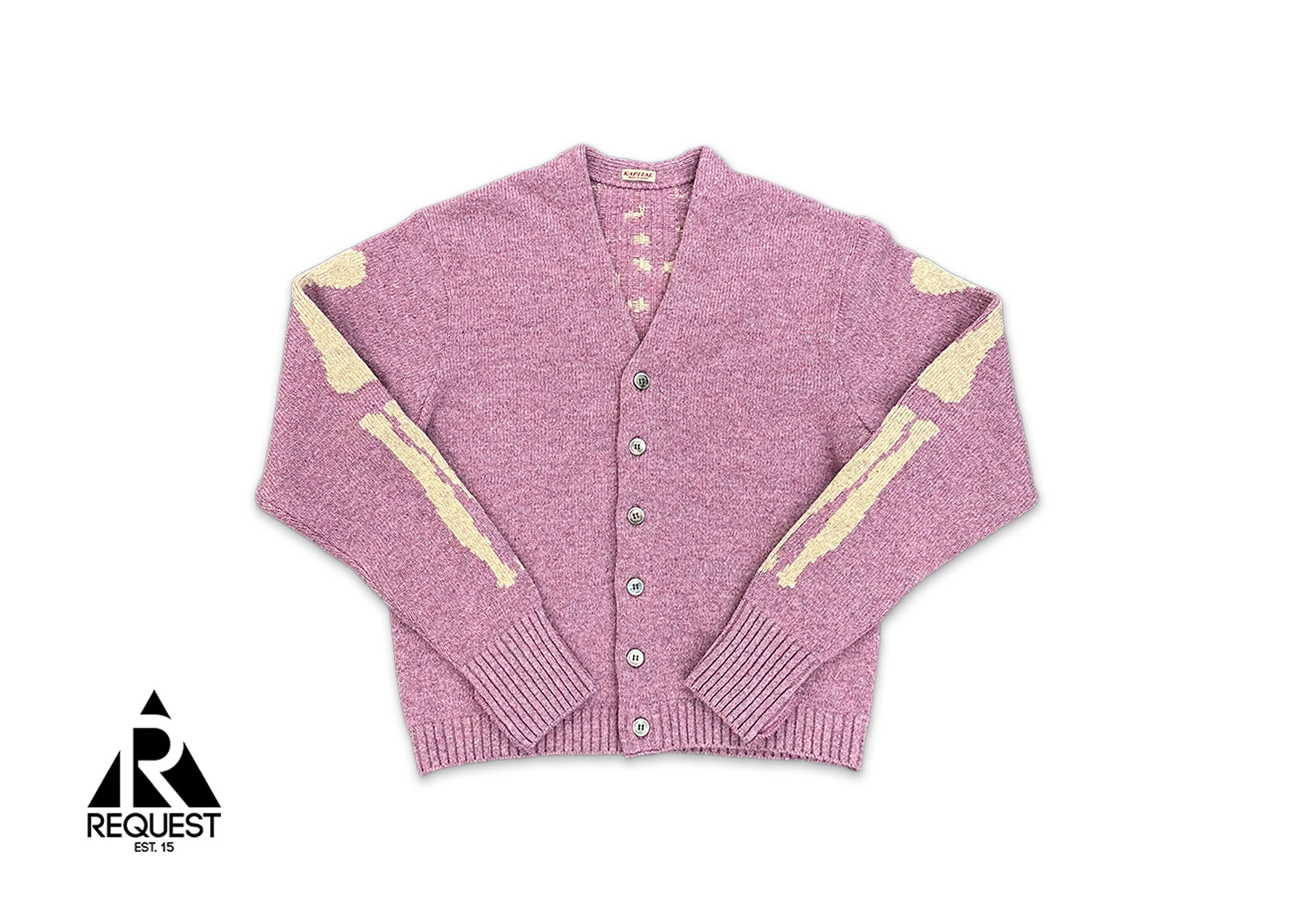 Kapital Skeleton Distressed Jacquard Knit Cardigan "Pink"