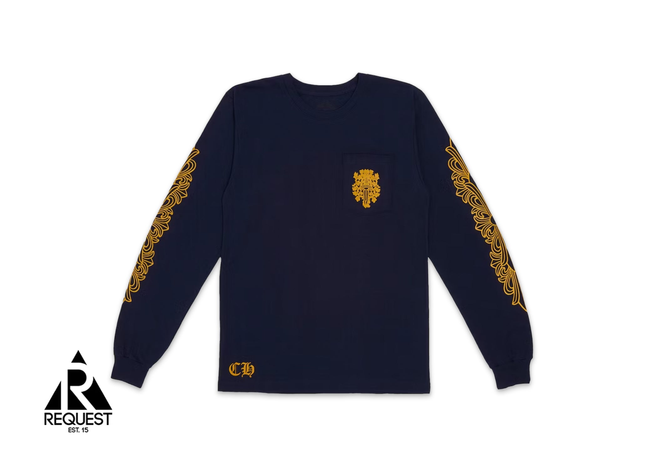 Chrome Hearts V89 Dagger L/S T-Shirt "Navy/Yellow"
