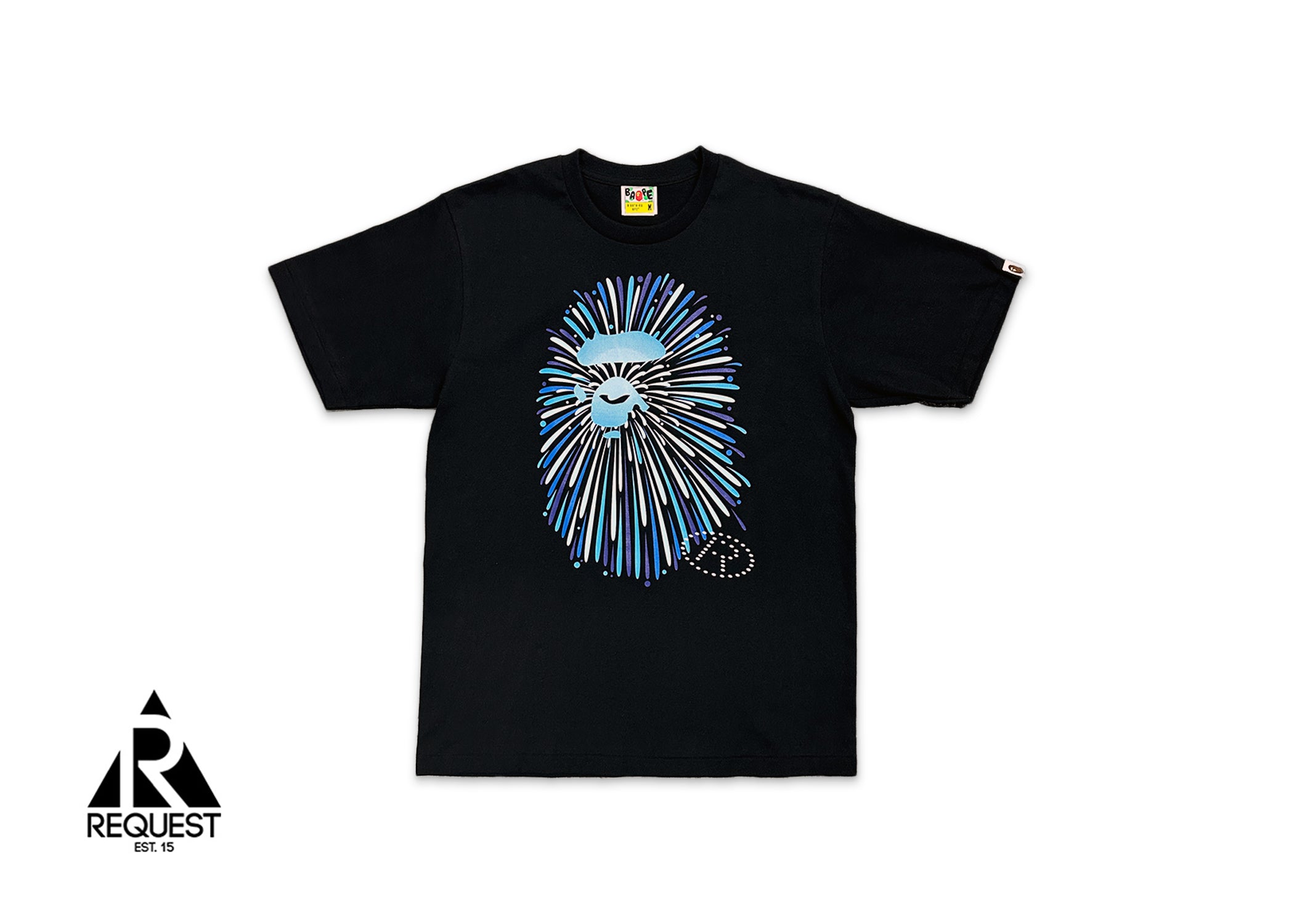A Bathing Ape (BAPE), Blue Firework Ape Head Tee "Black"