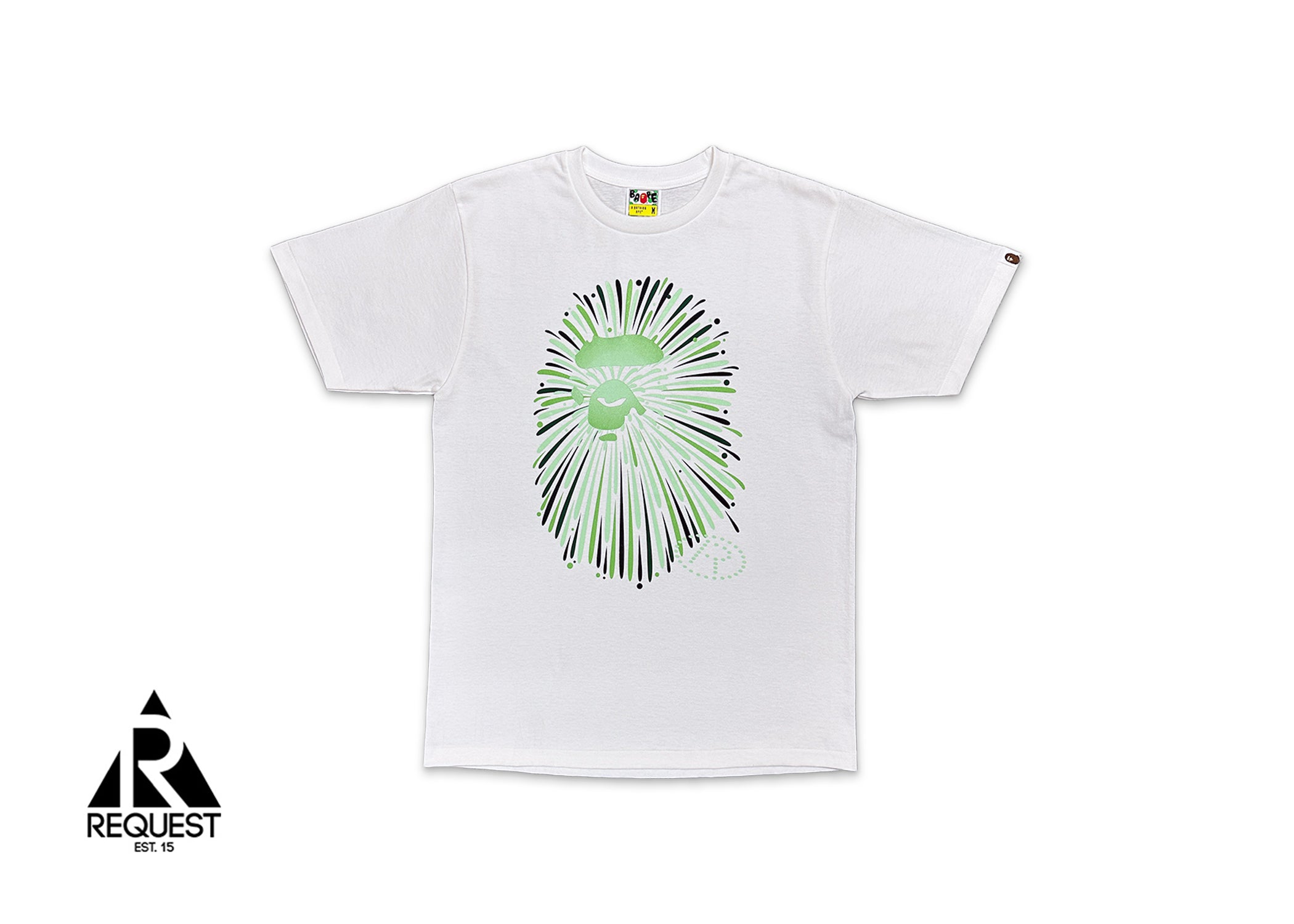A Bathing Ape (BAPE), Green Firework Ape Head Tee "White"
