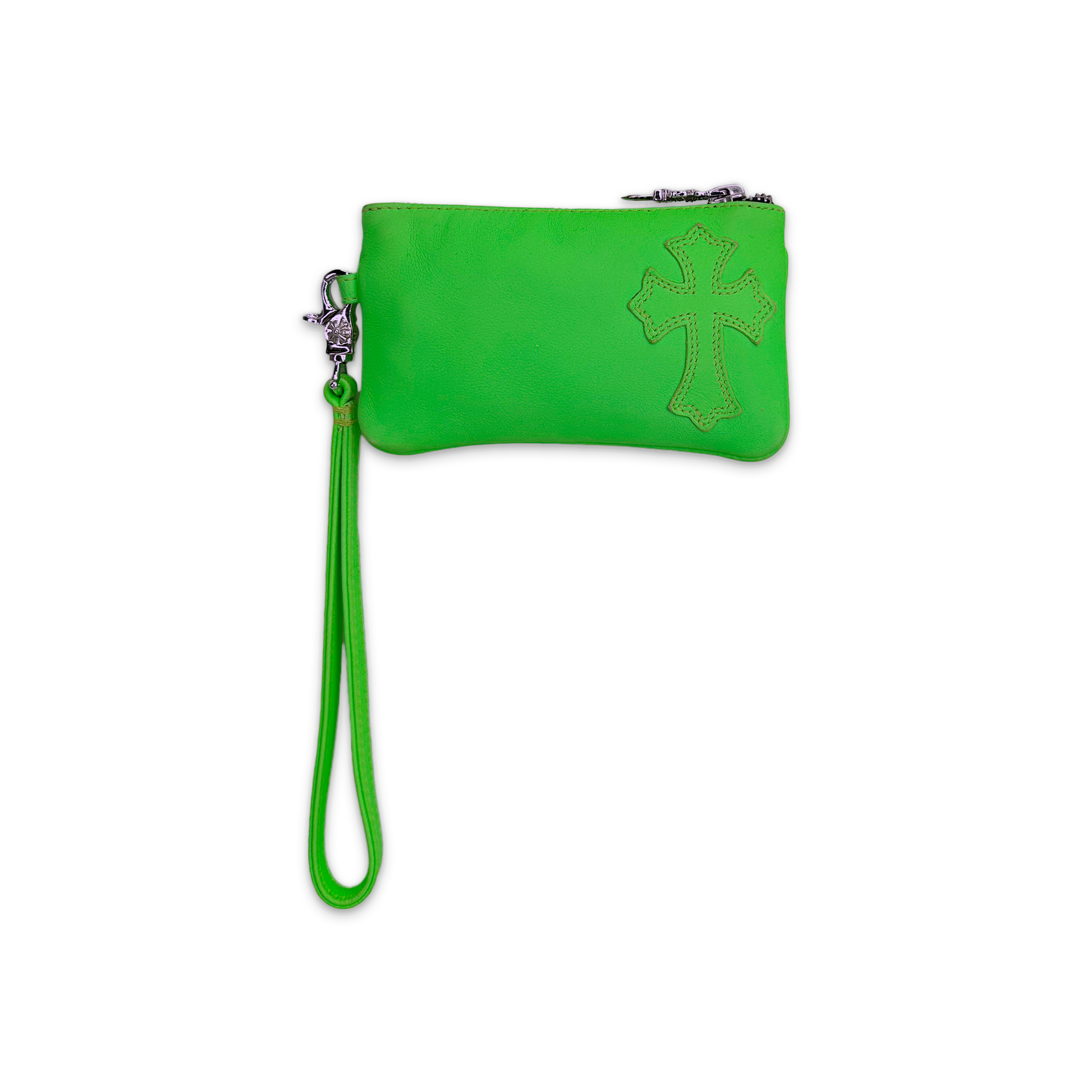 Chrome Hearts, Single Cross Zip Wallet "Green"
