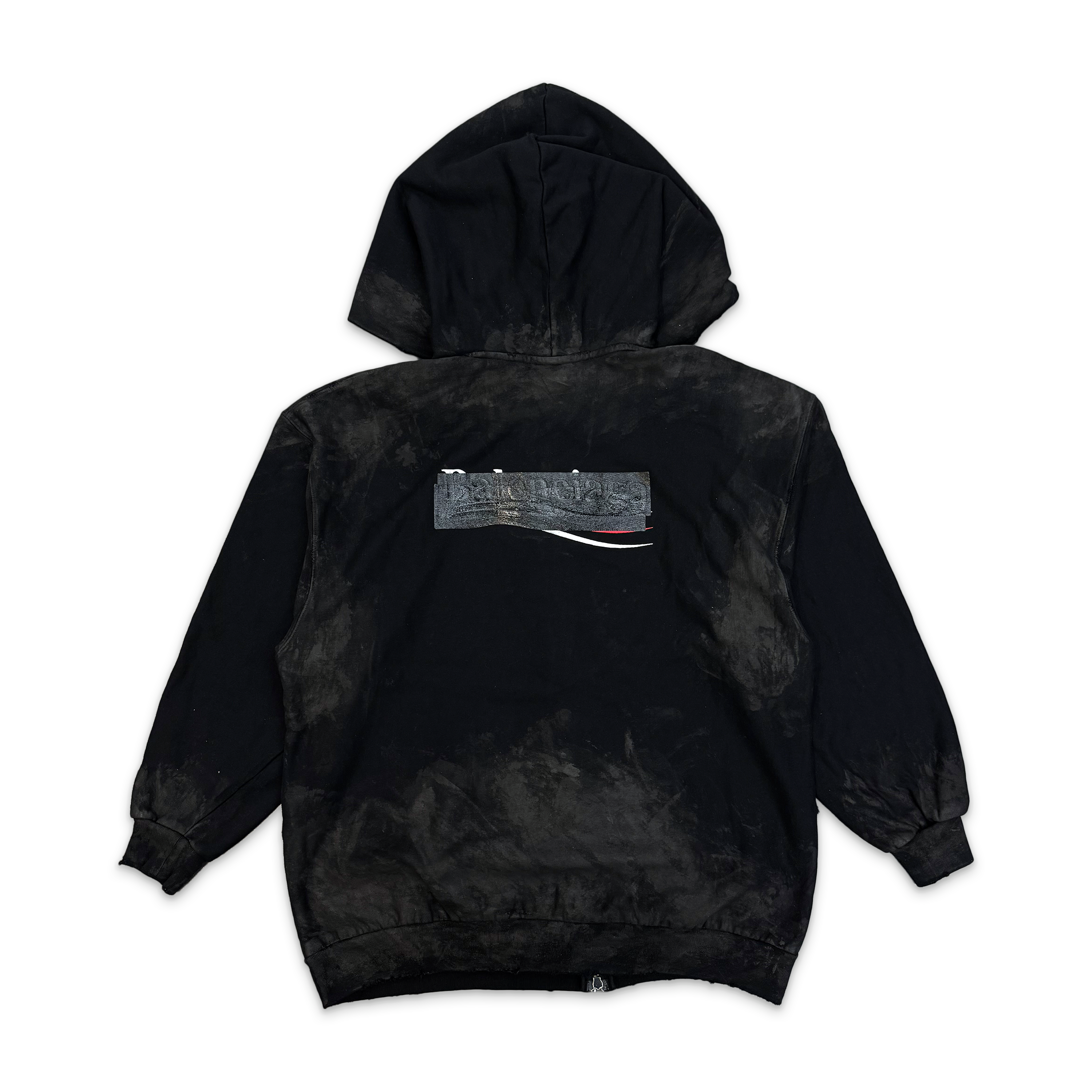 Balenciaga, Gaffer Distressed Zip-Up Hoodie "Mud Black"
