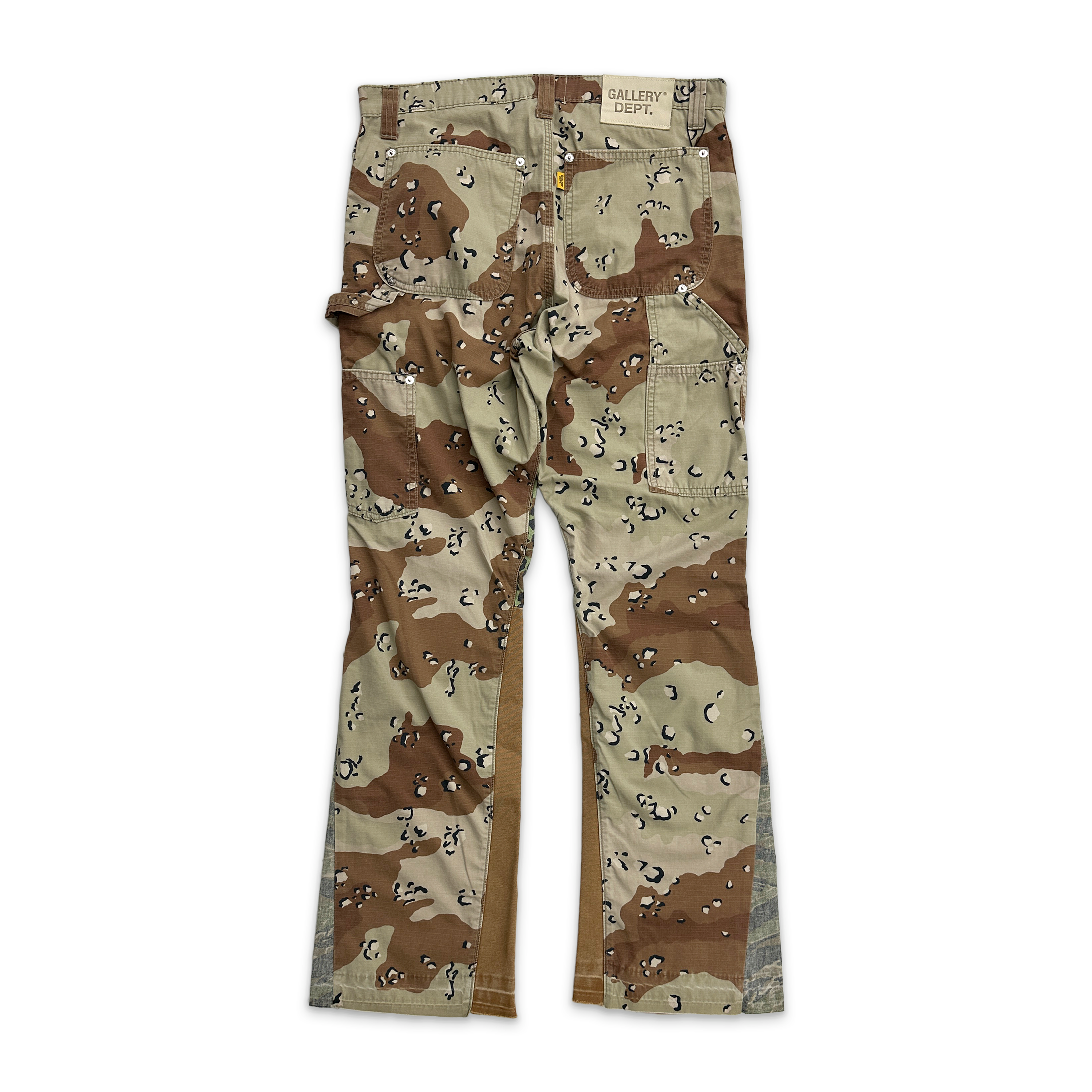 Gallery Dept., Chocolate Chip La Flare Trousers “Chocolate Brown/Light Green”