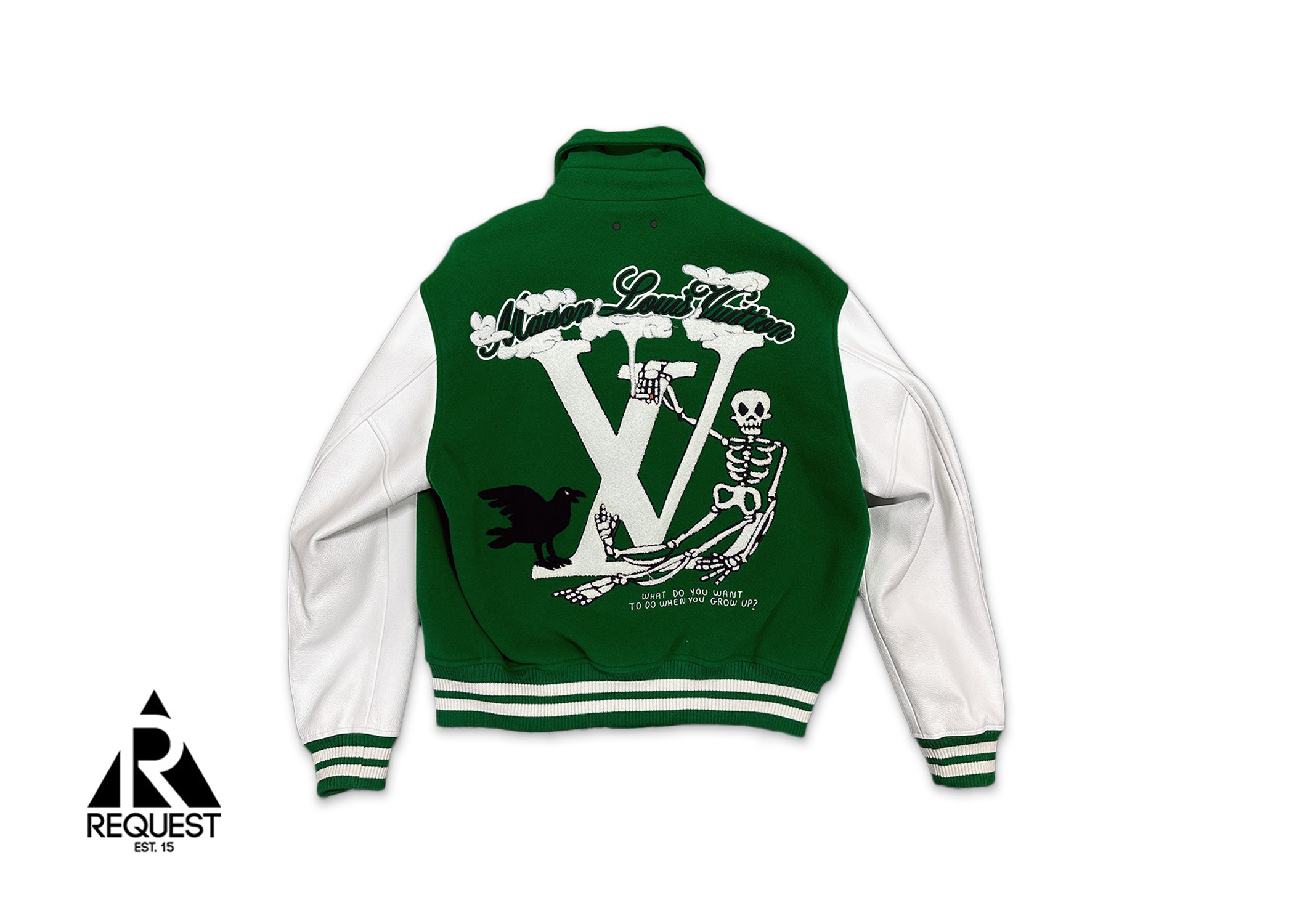 Louis Vuitton, Leather Varsity Jacket "Green & White"