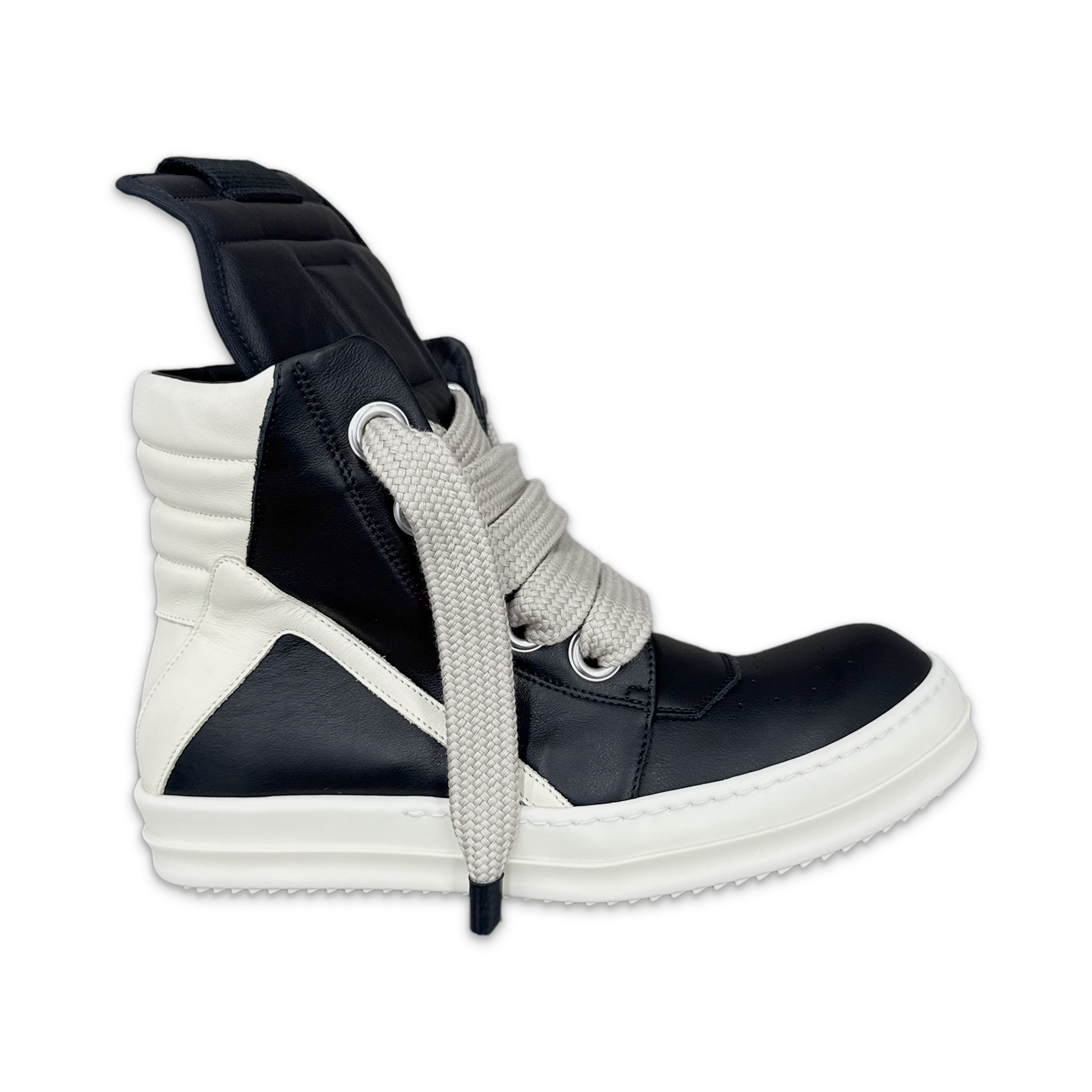 Rick Owens, Concordians Geobasket Leather Jumbo Lace High "Black Milk"