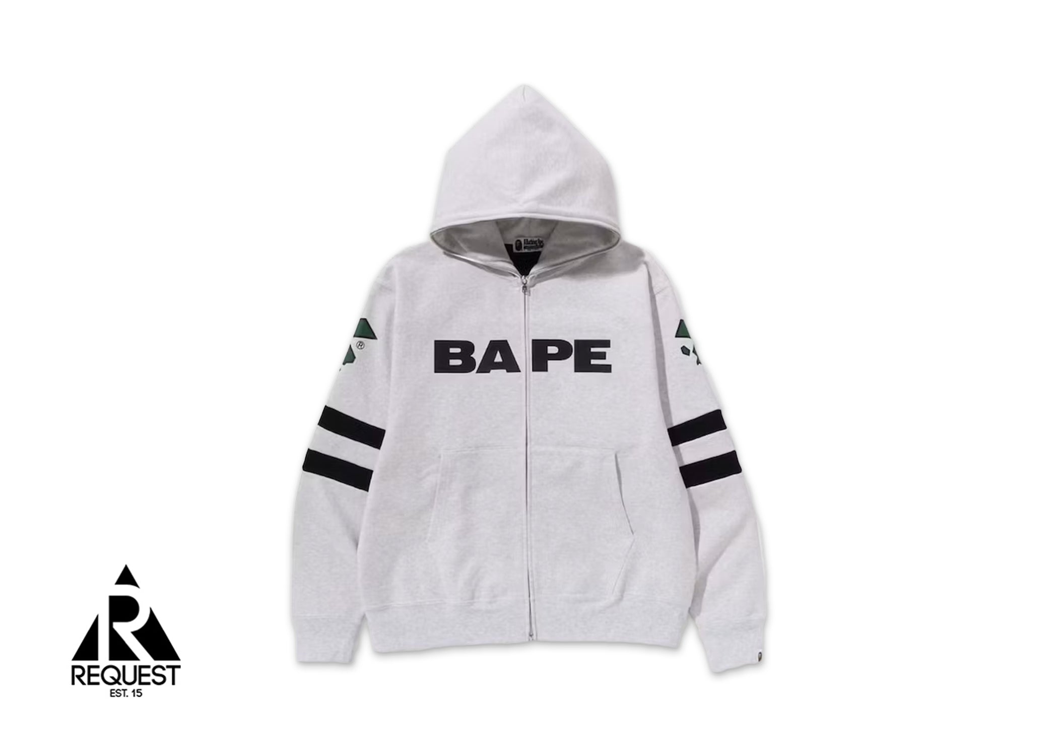 A Bathing Ape BAPE Football Relaxed Fit Full Zip Hoodie "Grey"