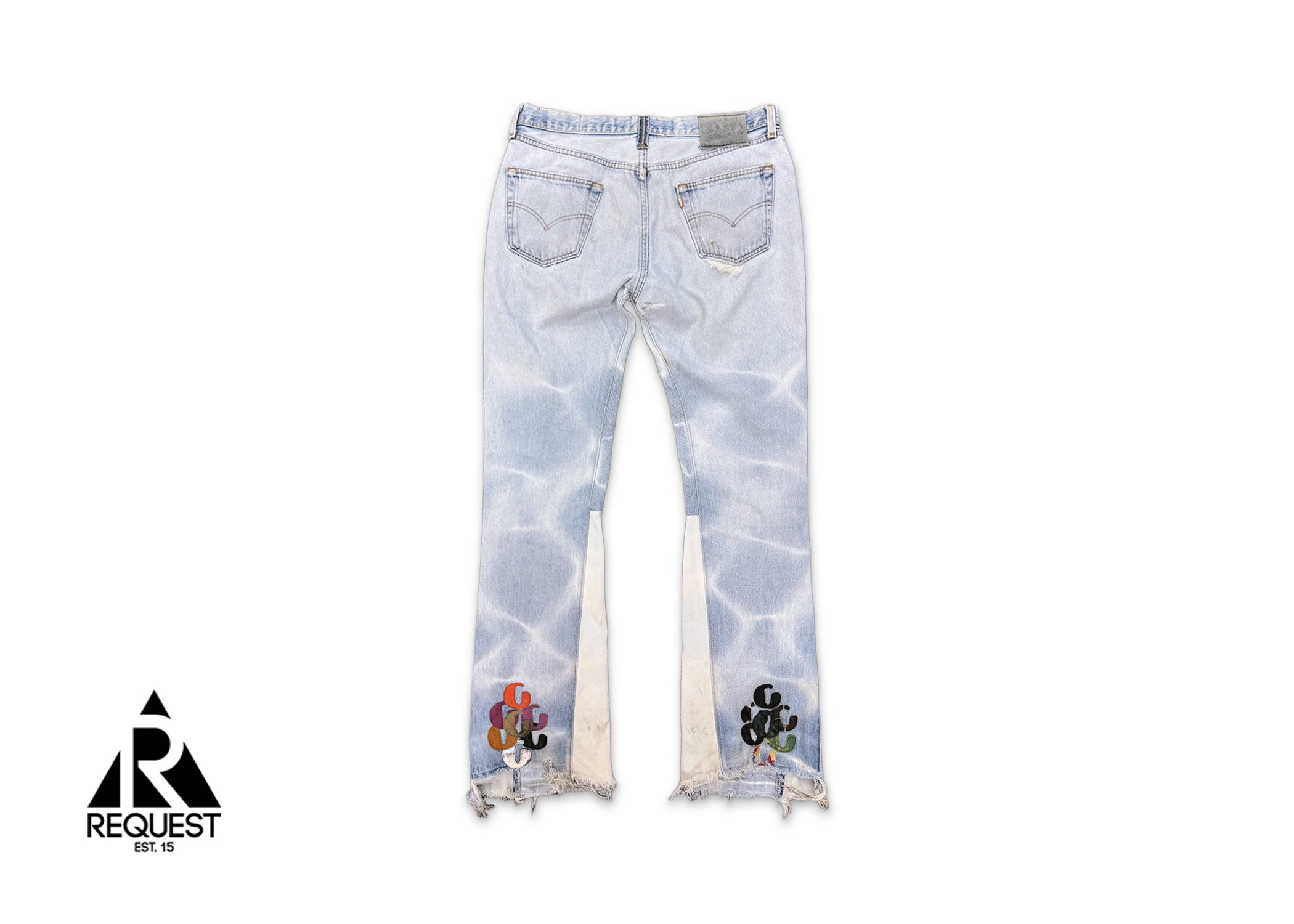 Gallery Dept., LA Flare Multi G Patch Denim Jeans "Barn Blue"