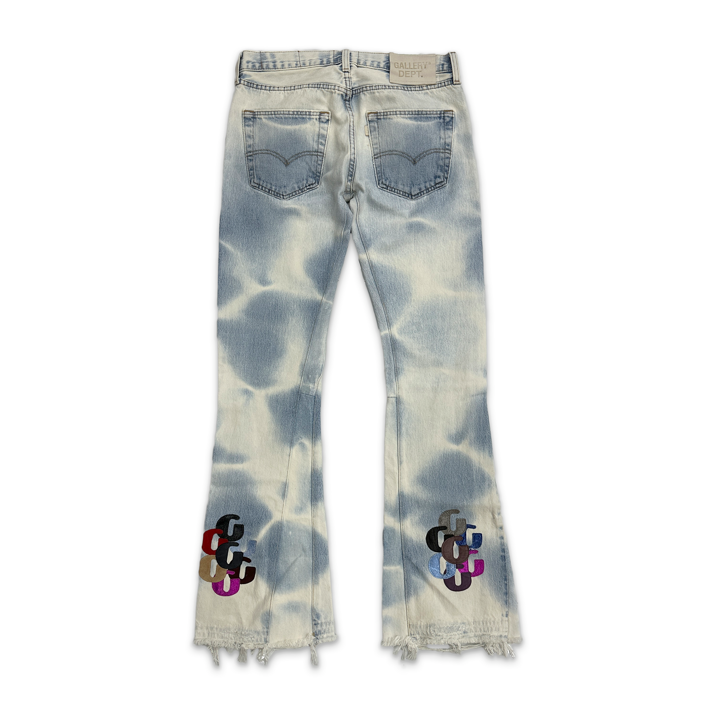 LA Flare Multi G Patch Denim Jeans "Barn Blue"