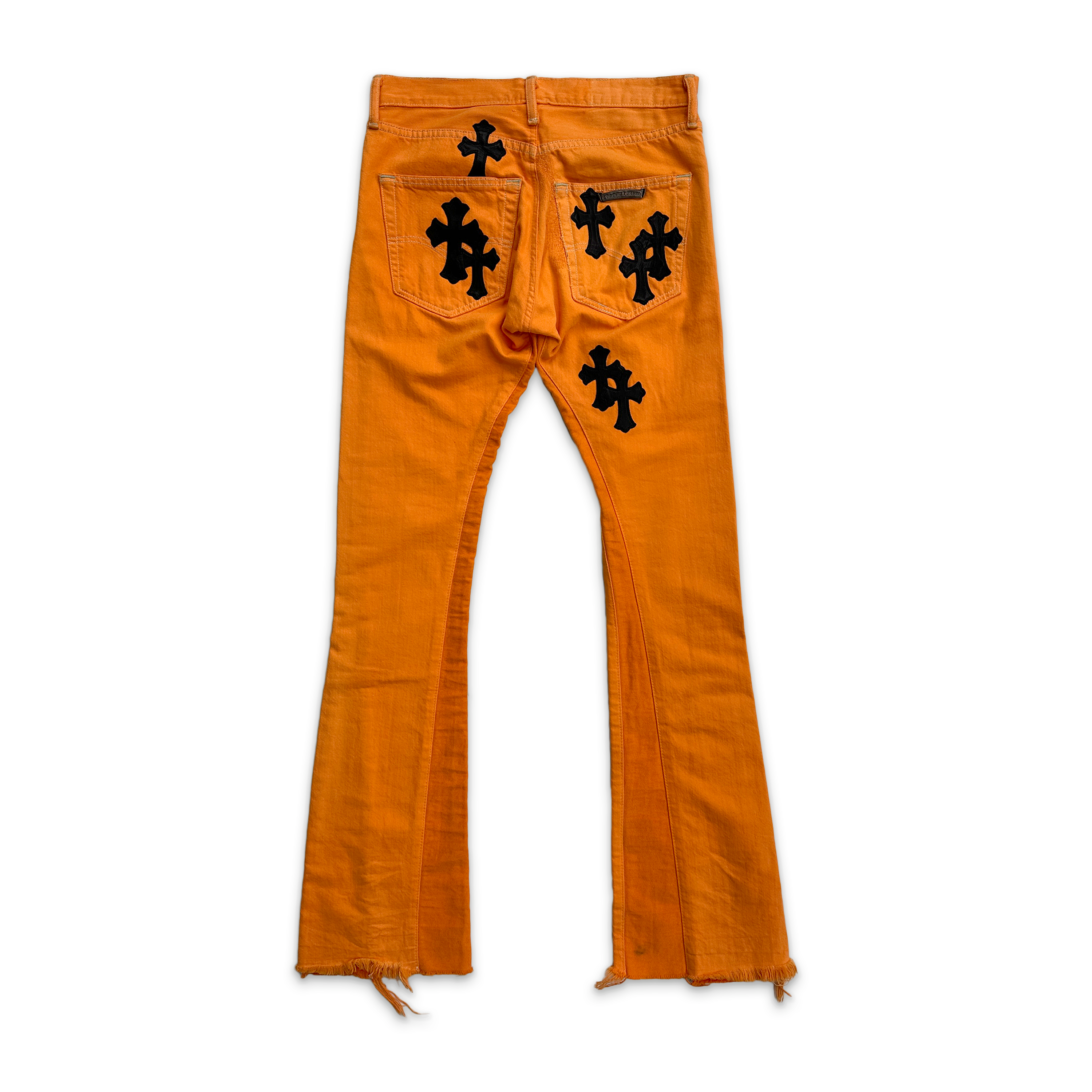 Chrome Hearts, x Off White Orange Flare Denim "Black Crosses"