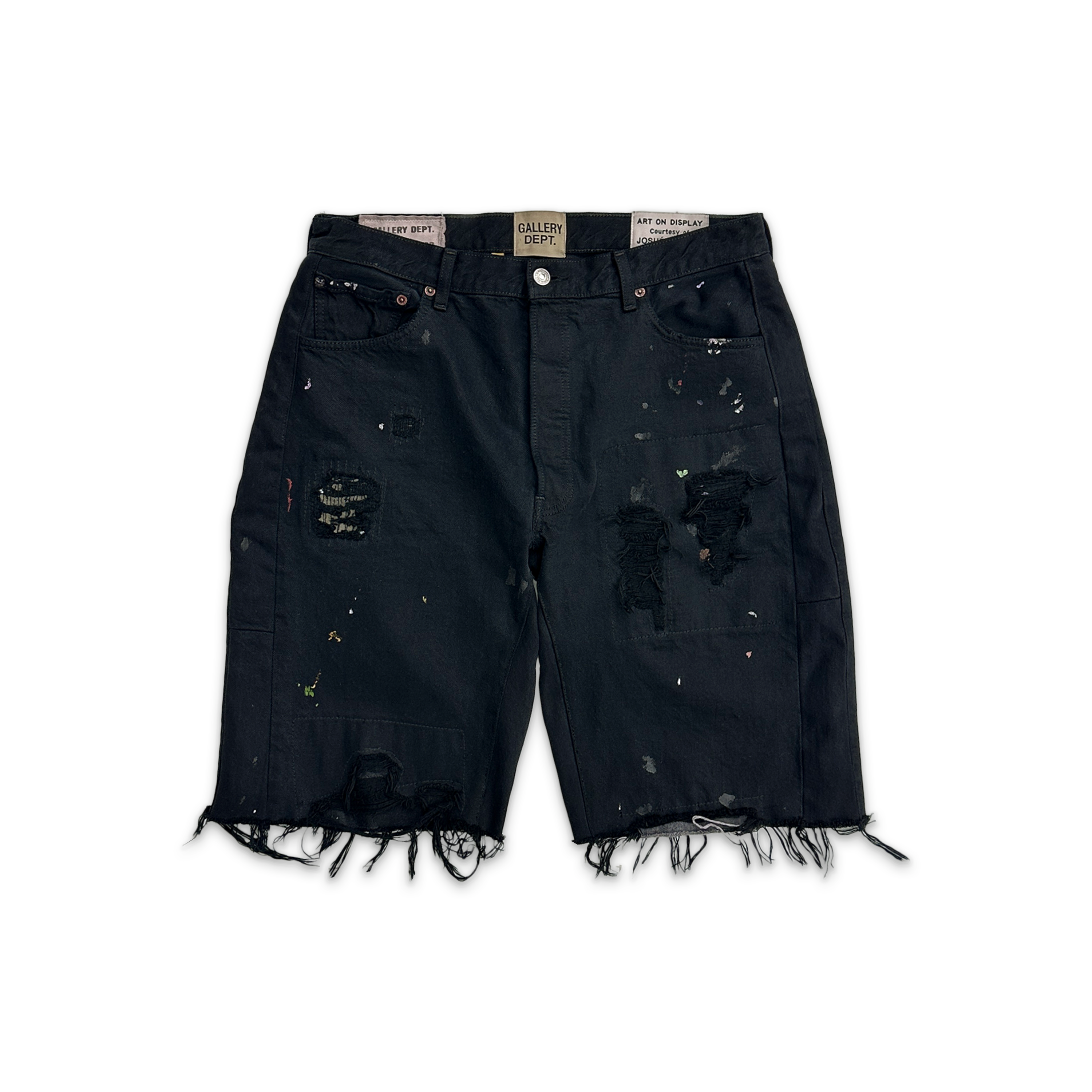 Paint Distressed Repair Shorts “Black"