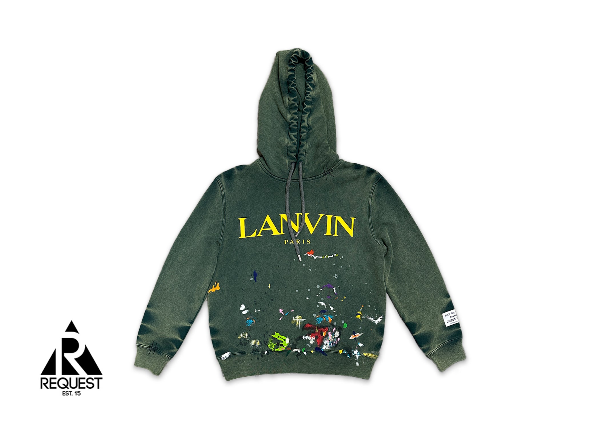 Gallery Dept., x Lanvin Worn Effect Hoodie "Green Paint Splatter"