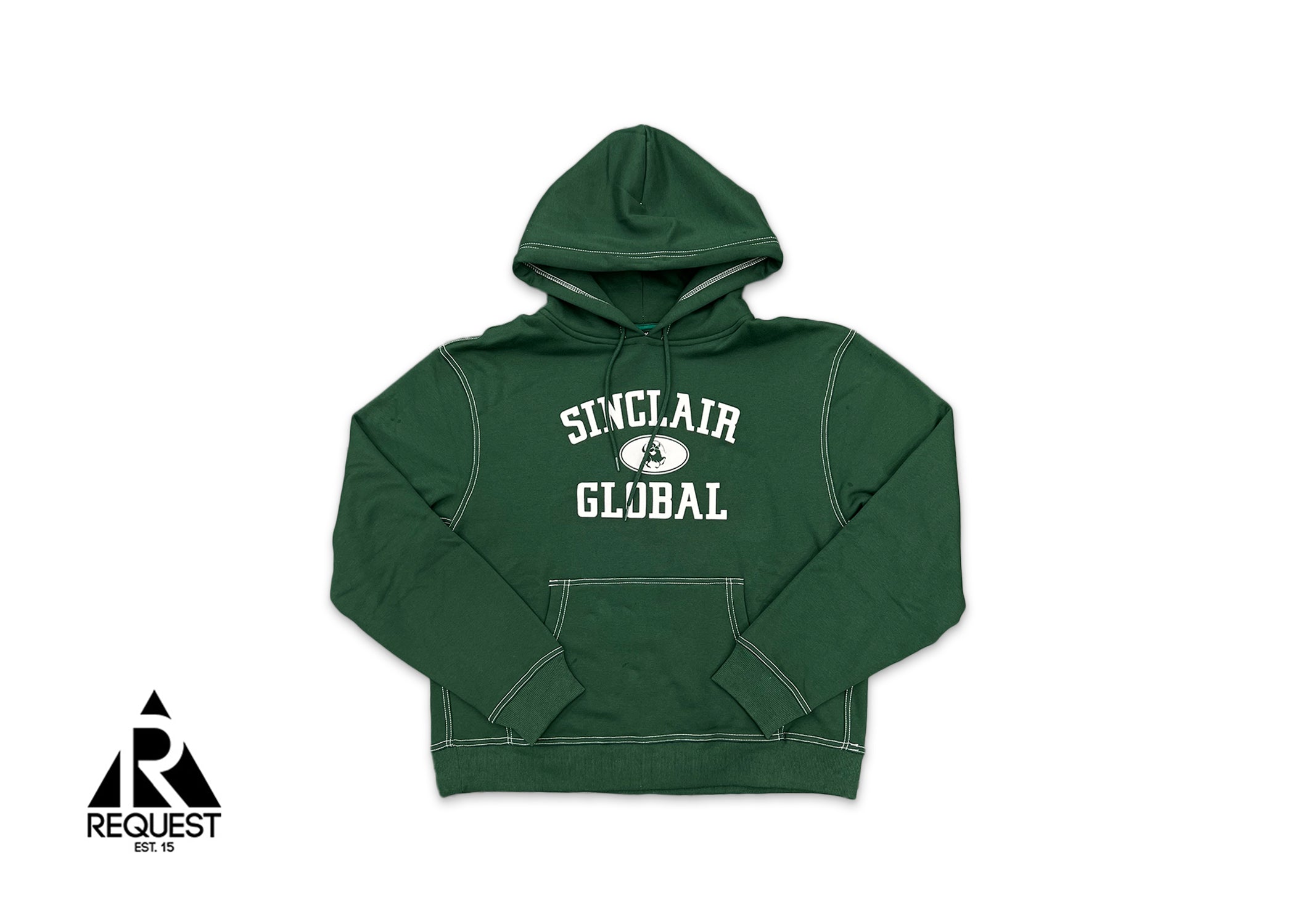 Sinclair Contrast Stitch Athletic Hoodie "Forest Green"