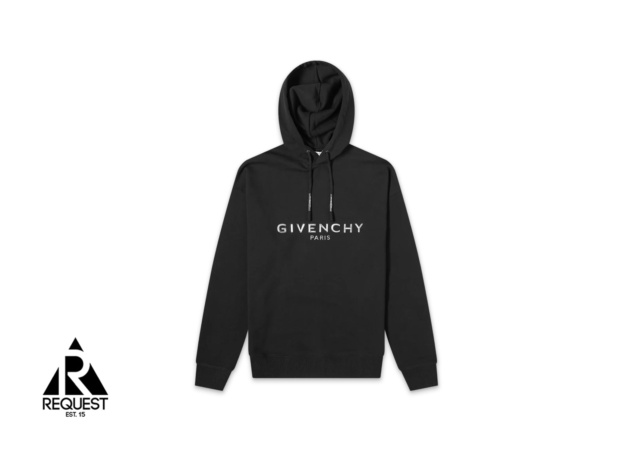 Givenchy Metallic Silver Logo Hoodie "Black"