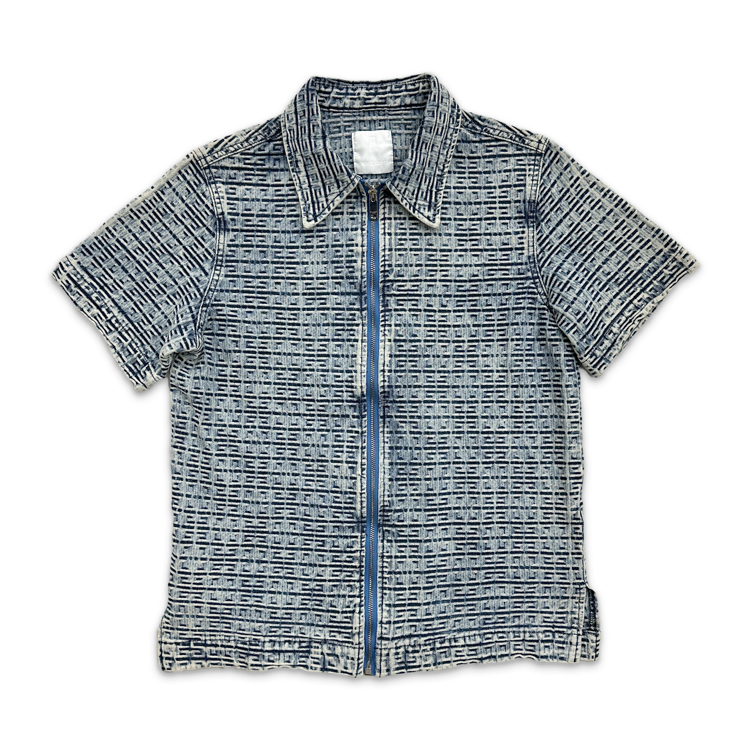 Givenchy, 4G Logo Zip Up Shirt “Blue"
