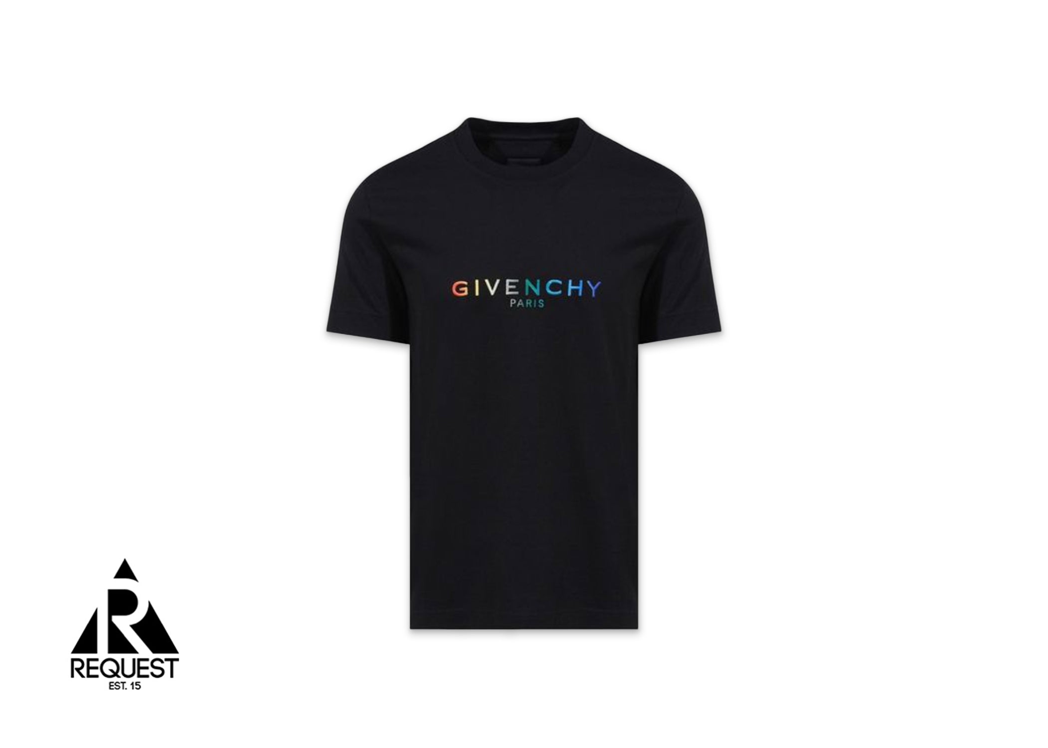 Givenchy Embroidered Rainbow Logo Tee “Black”