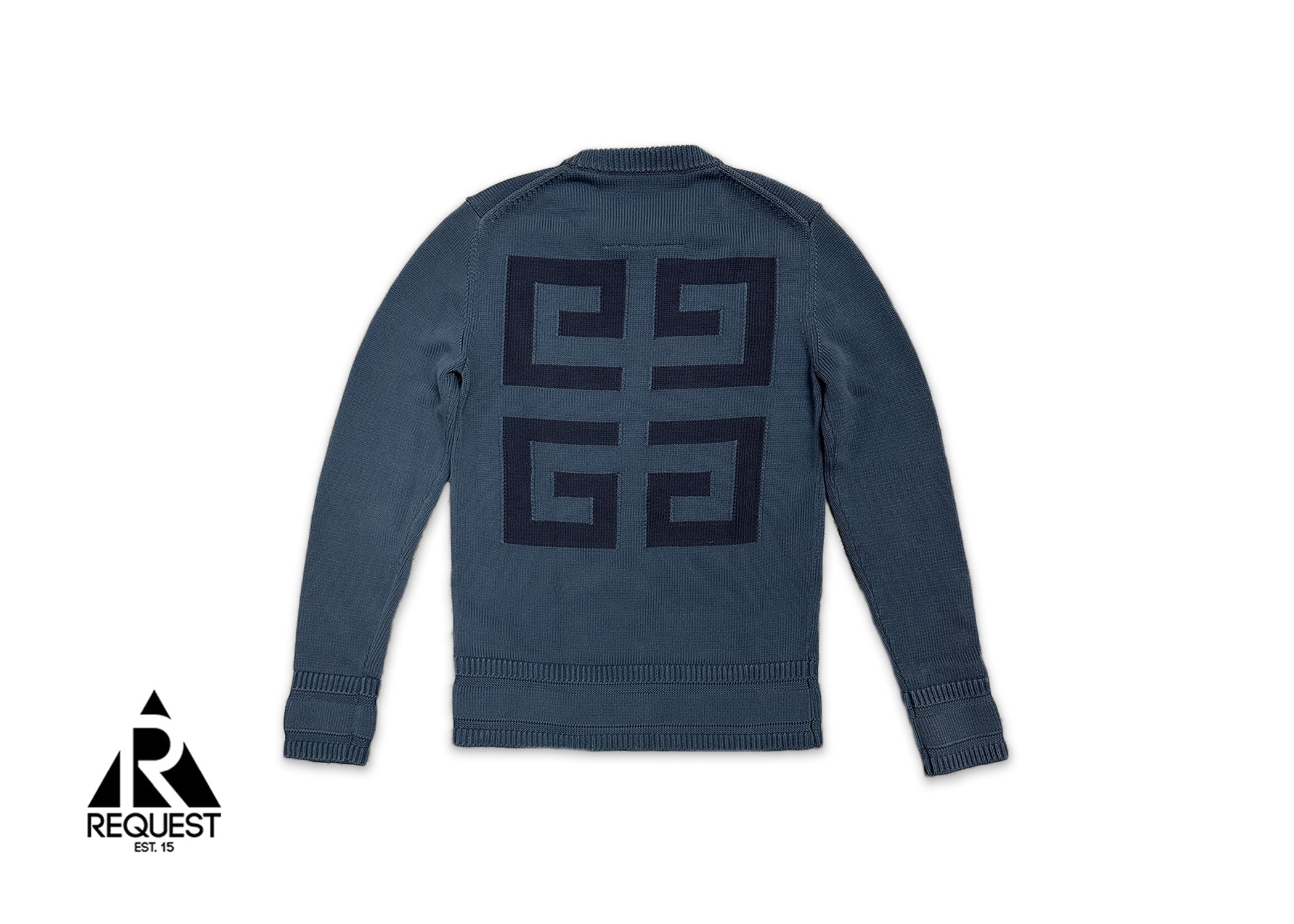 Request, Givenchy Intarsia Logo Cotton Sweater "Blue"