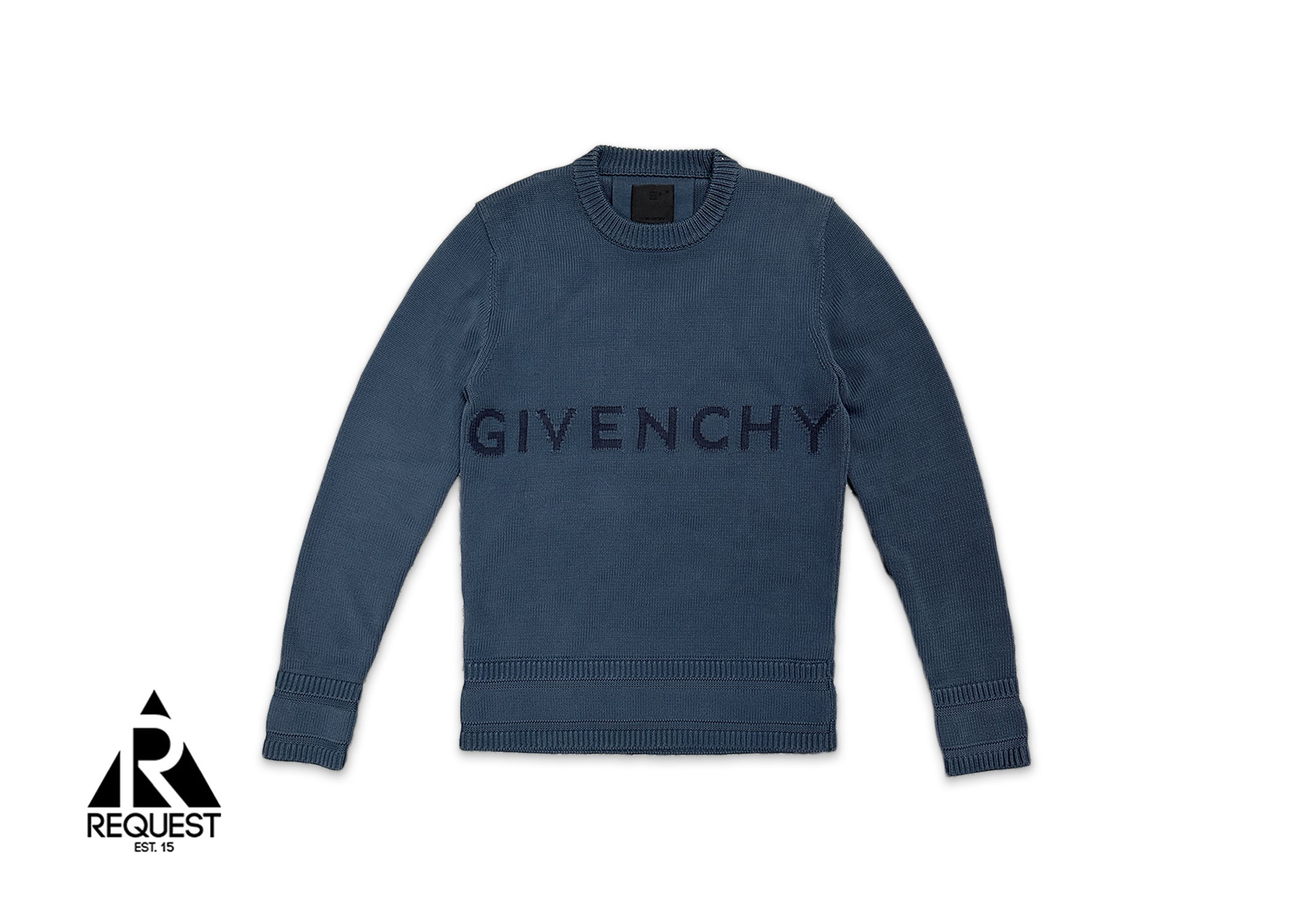 Request, Givenchy Intarsia Logo Cotton Sweater "Blue"