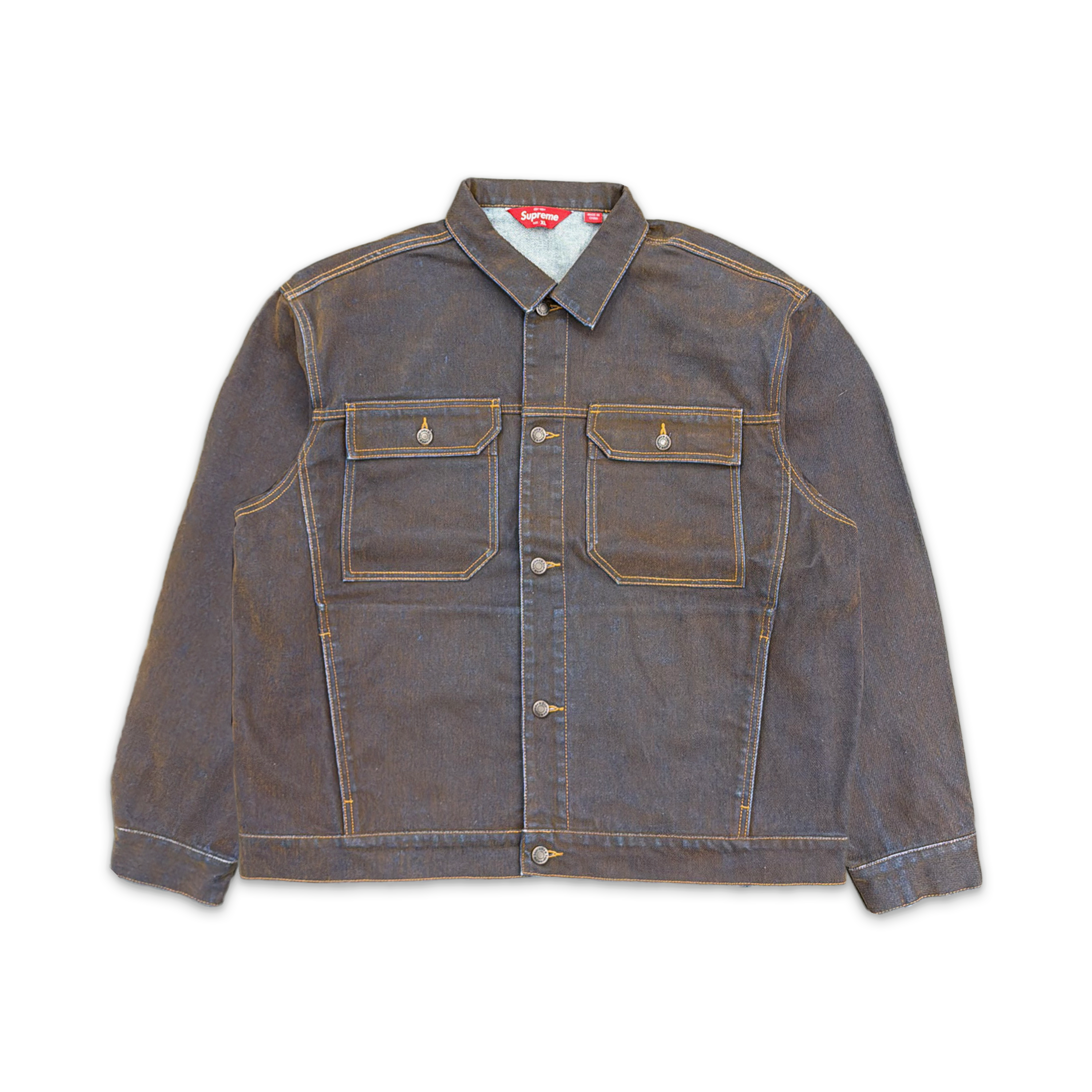 Flocked Denim Trucker Jacket "Gold"