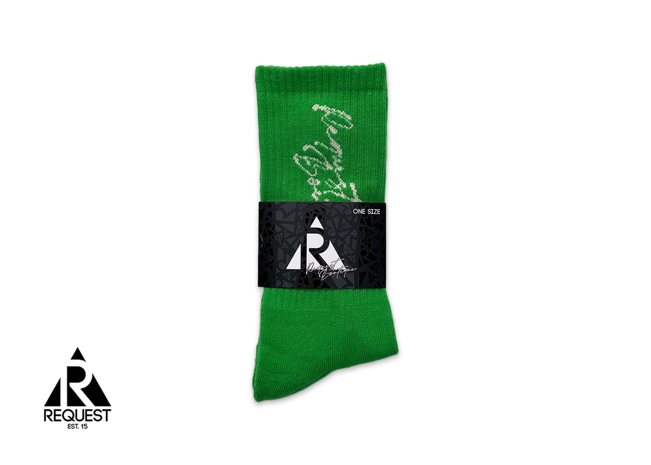 Request Vertical Script Socks "Viper Green"