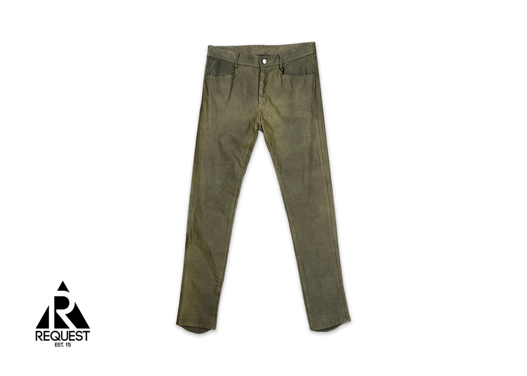Rick Owens Strobe Leather Tyrone Pants "Green"