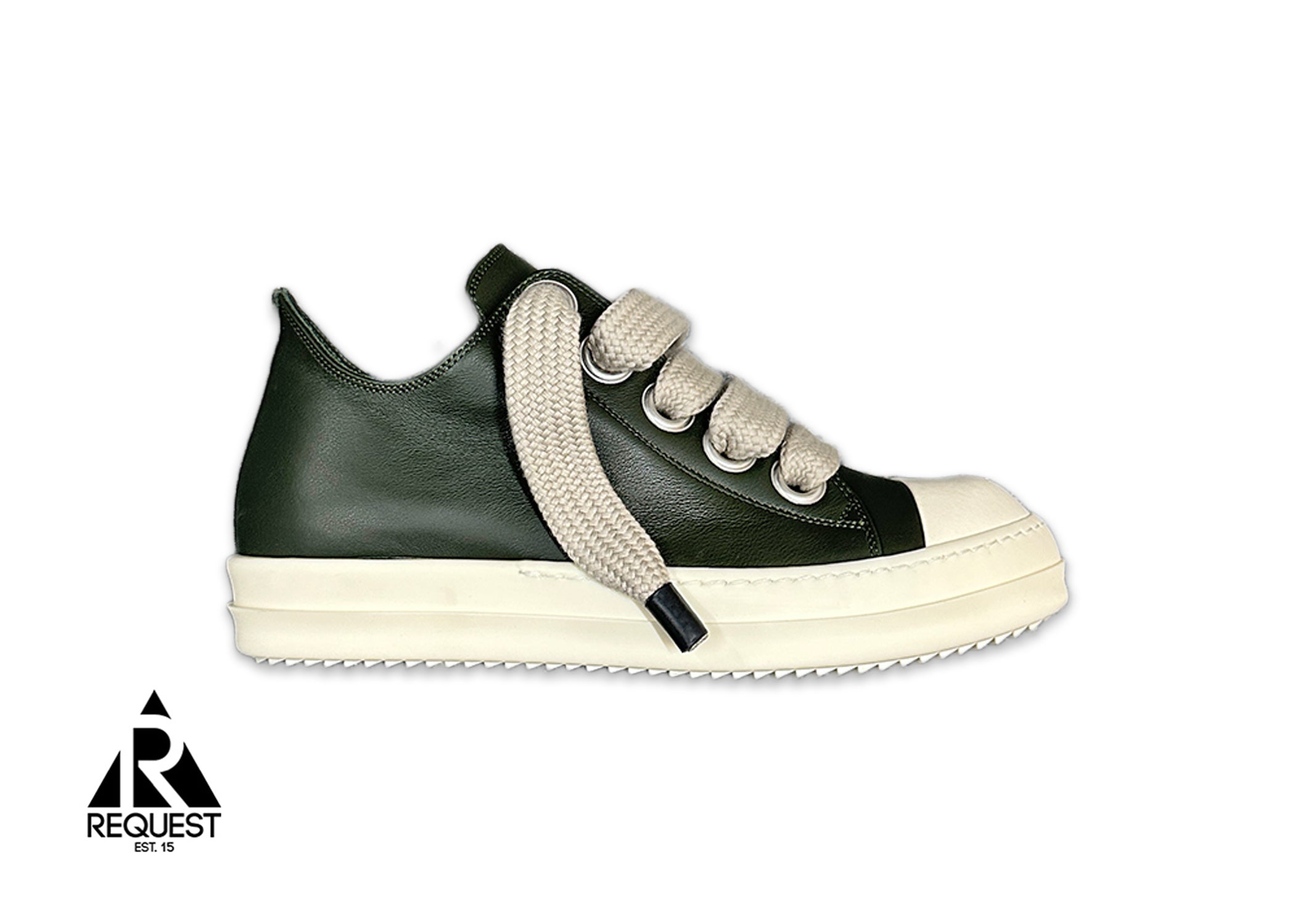 Rick Owens, Porterville Ramones Leather Jumbo Lace Low "Forest Milk"