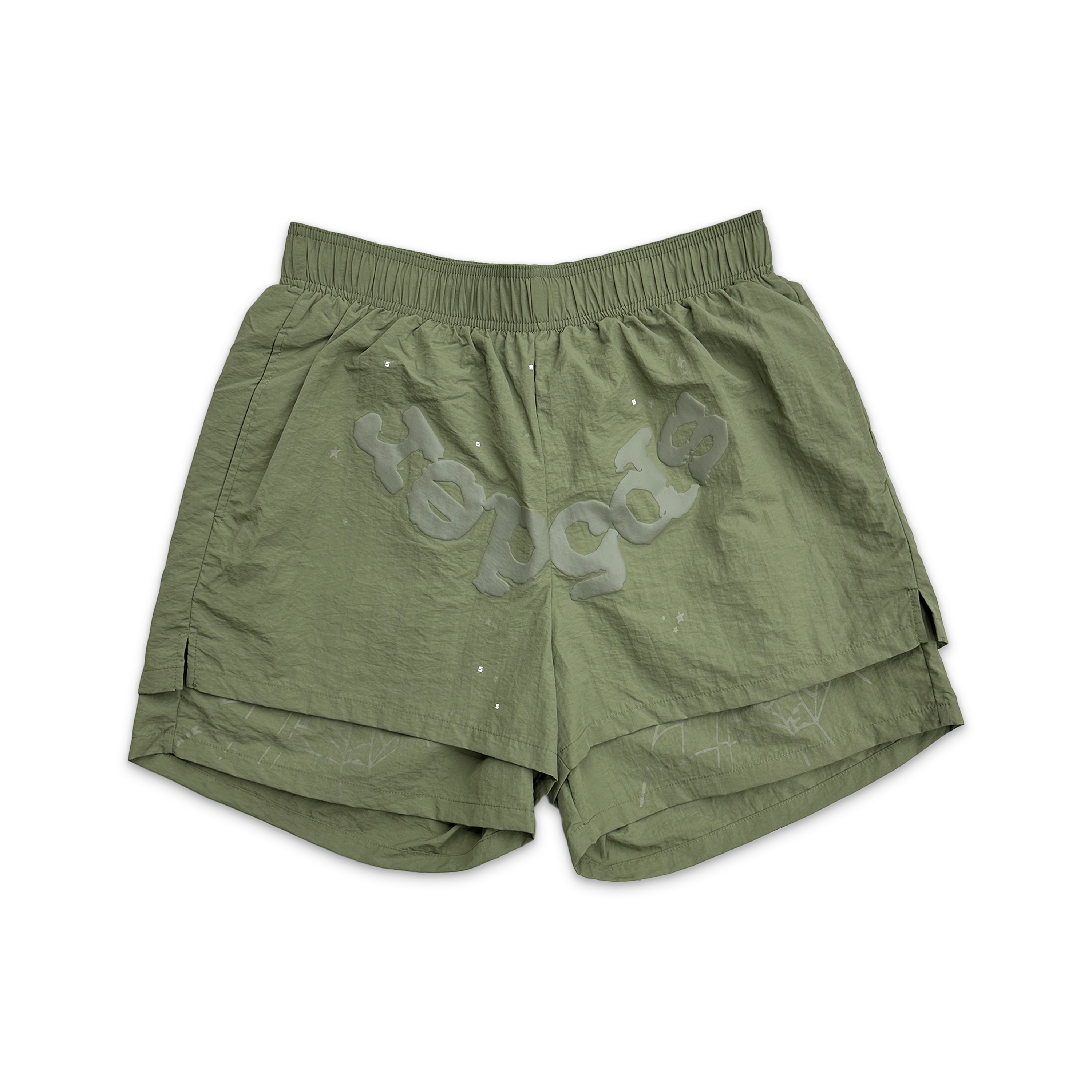 Sp5der, OG Web V2 Double Layer Shorts "Sage Green"