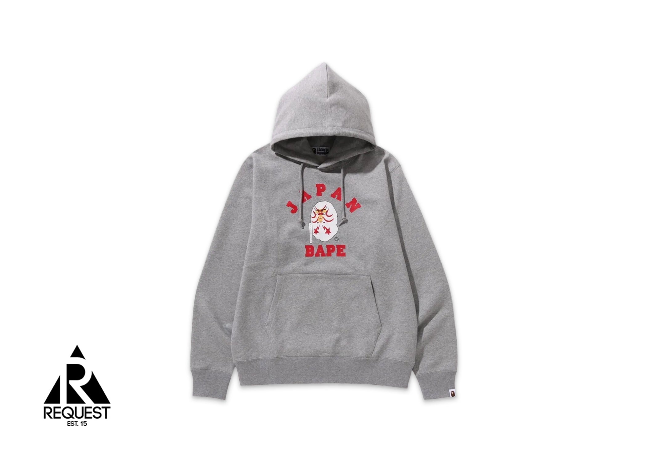 A Bathing Ape BAPE Japan College Kabuki Pullover Hoodie "Grey"