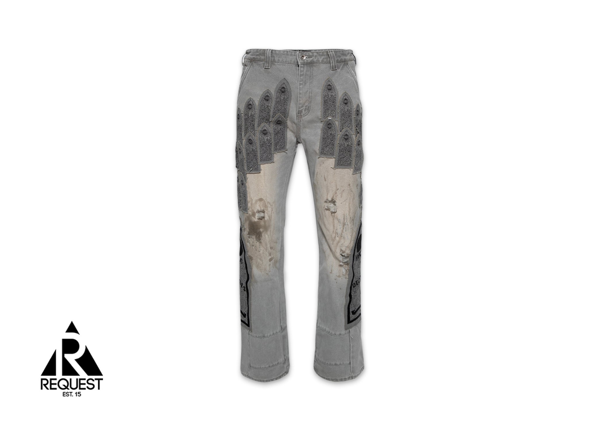 Who Decides War, Patched Arch Embroidered Denim Jeans "Vintage Grey"