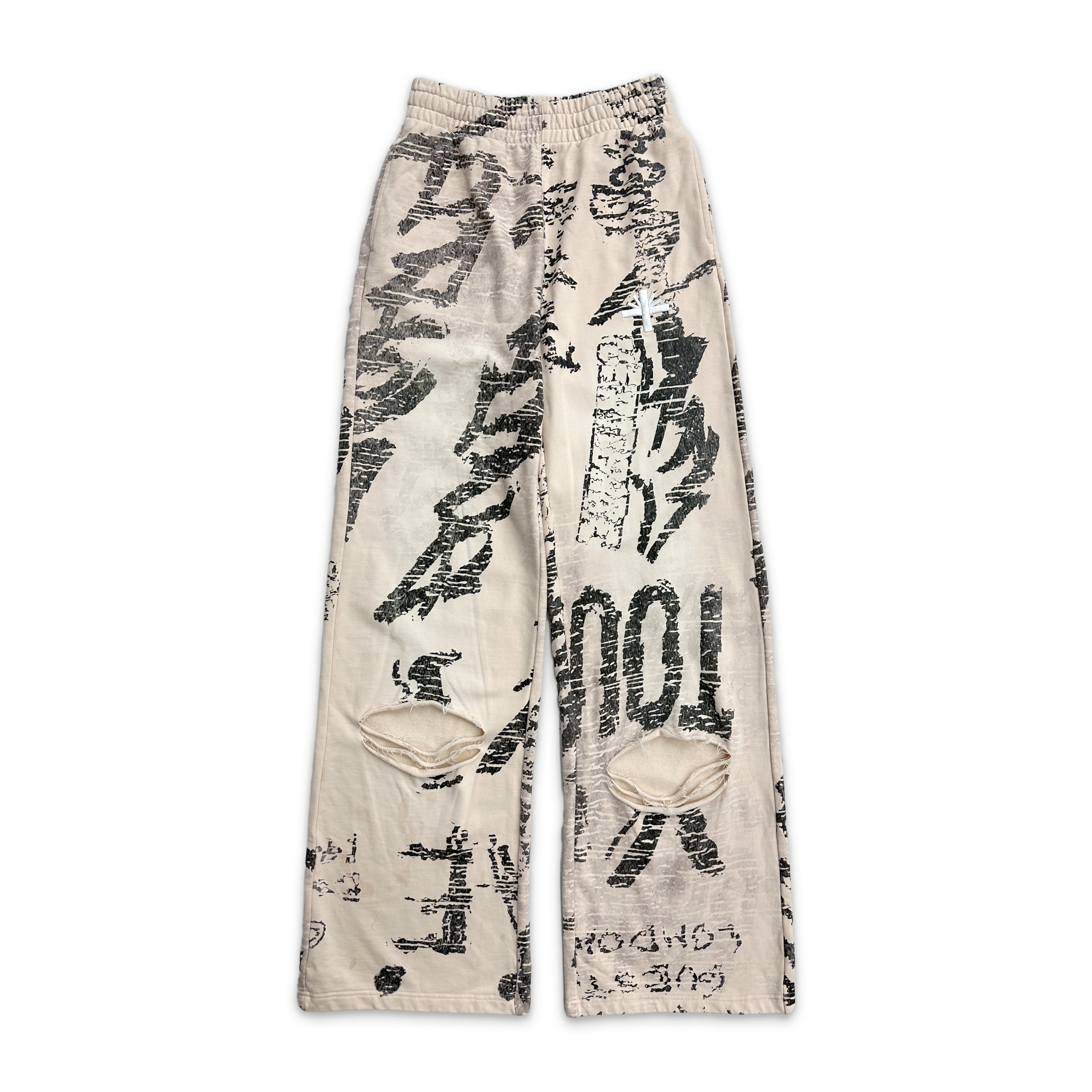Vertabrae, Wide Leg Sweatpants "Ivory Graffiti"