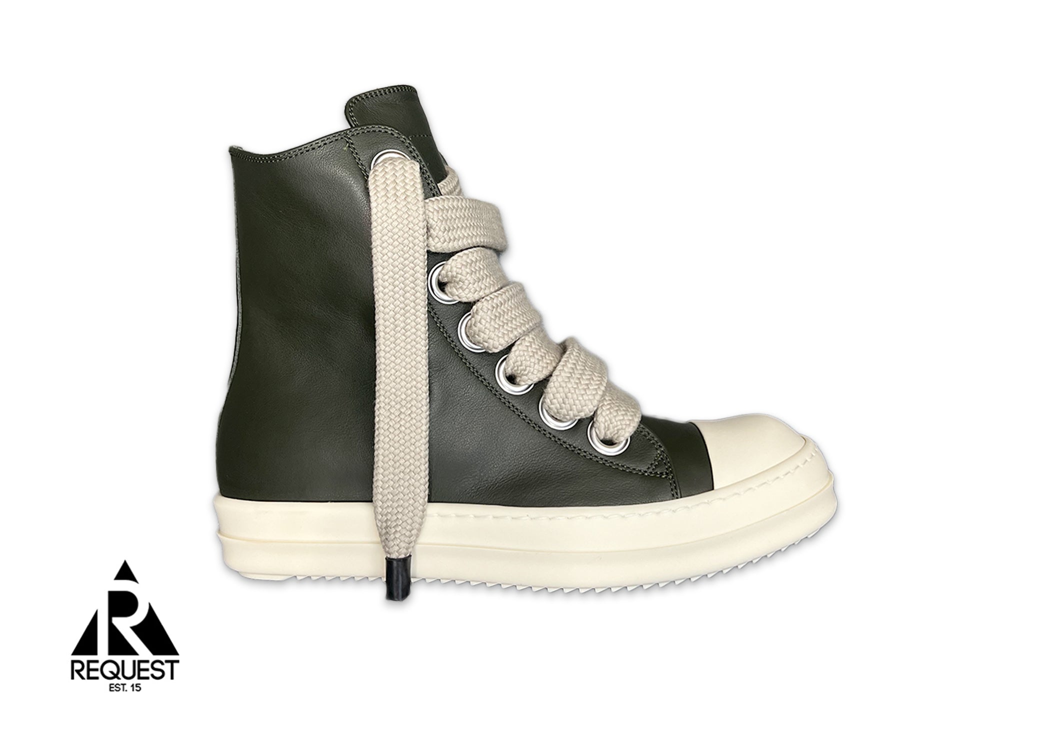 Rick Owens, Porterville Ramones Leather Jumbo Lace High "Forest Milk"