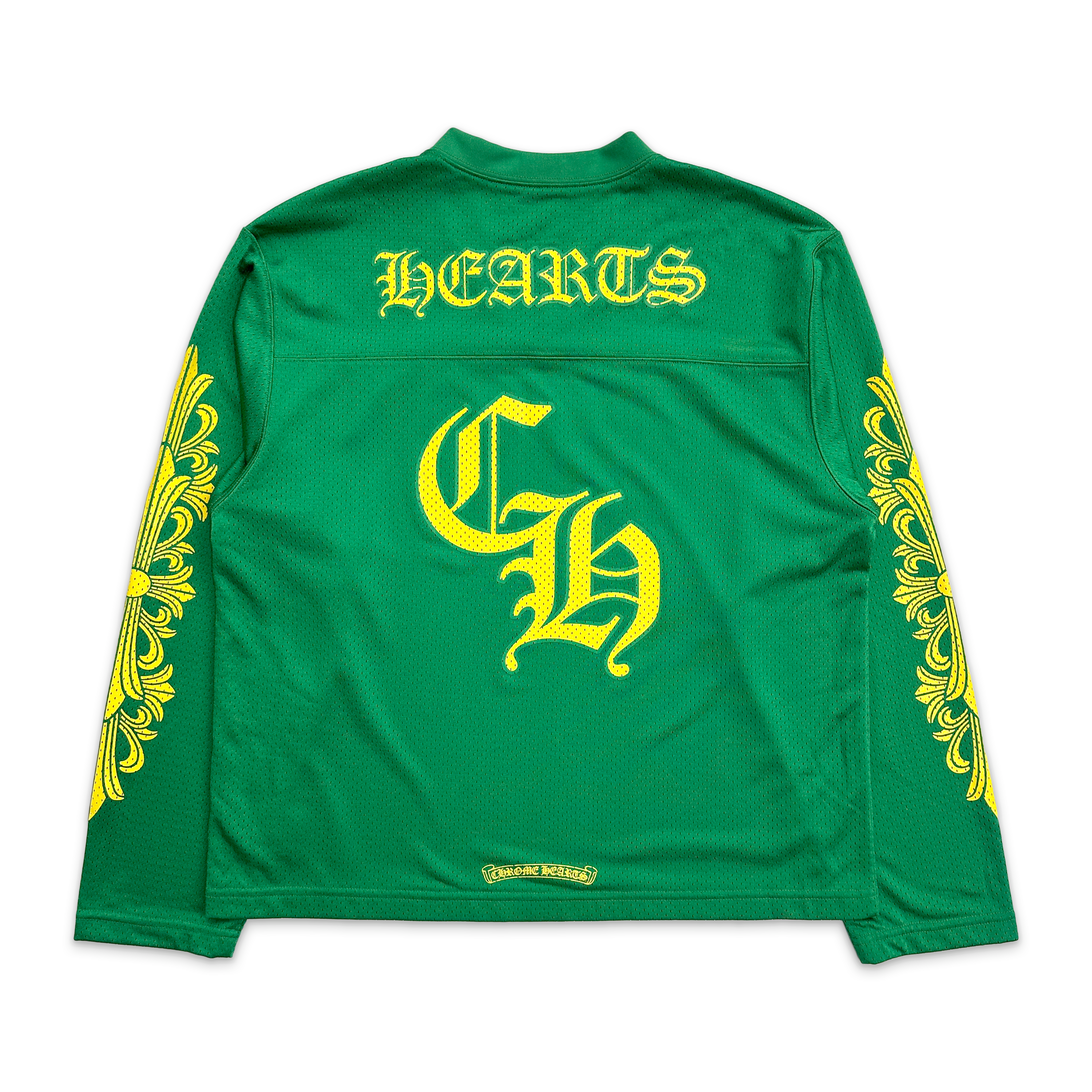 Chrome Hearts, Sports Mesh Long Sleeve Warm Up Jersey “Green/Yellow”