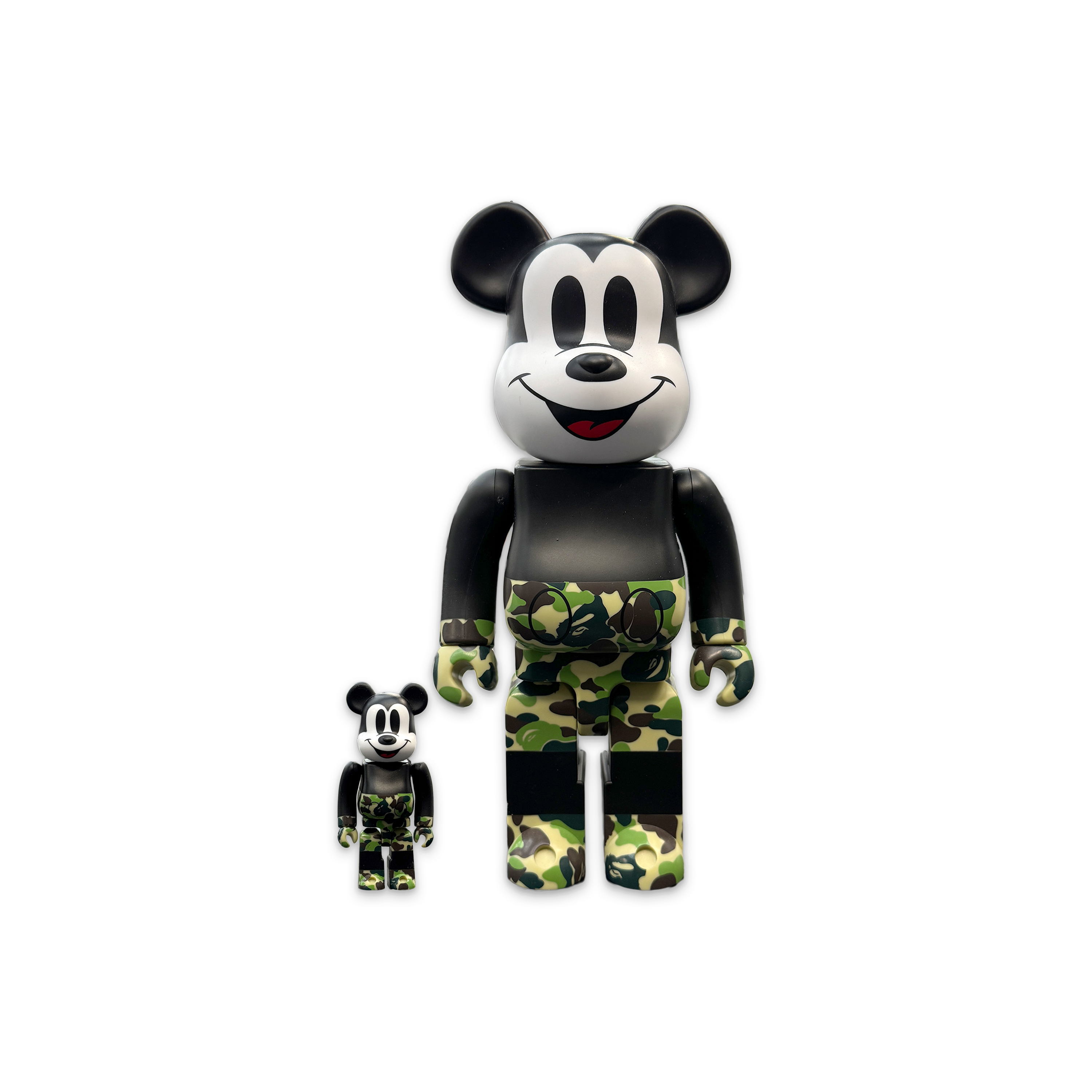 Medicom, Bape Mickey Mouse Bearbrick 400% & 100% "Black/Green Camo"